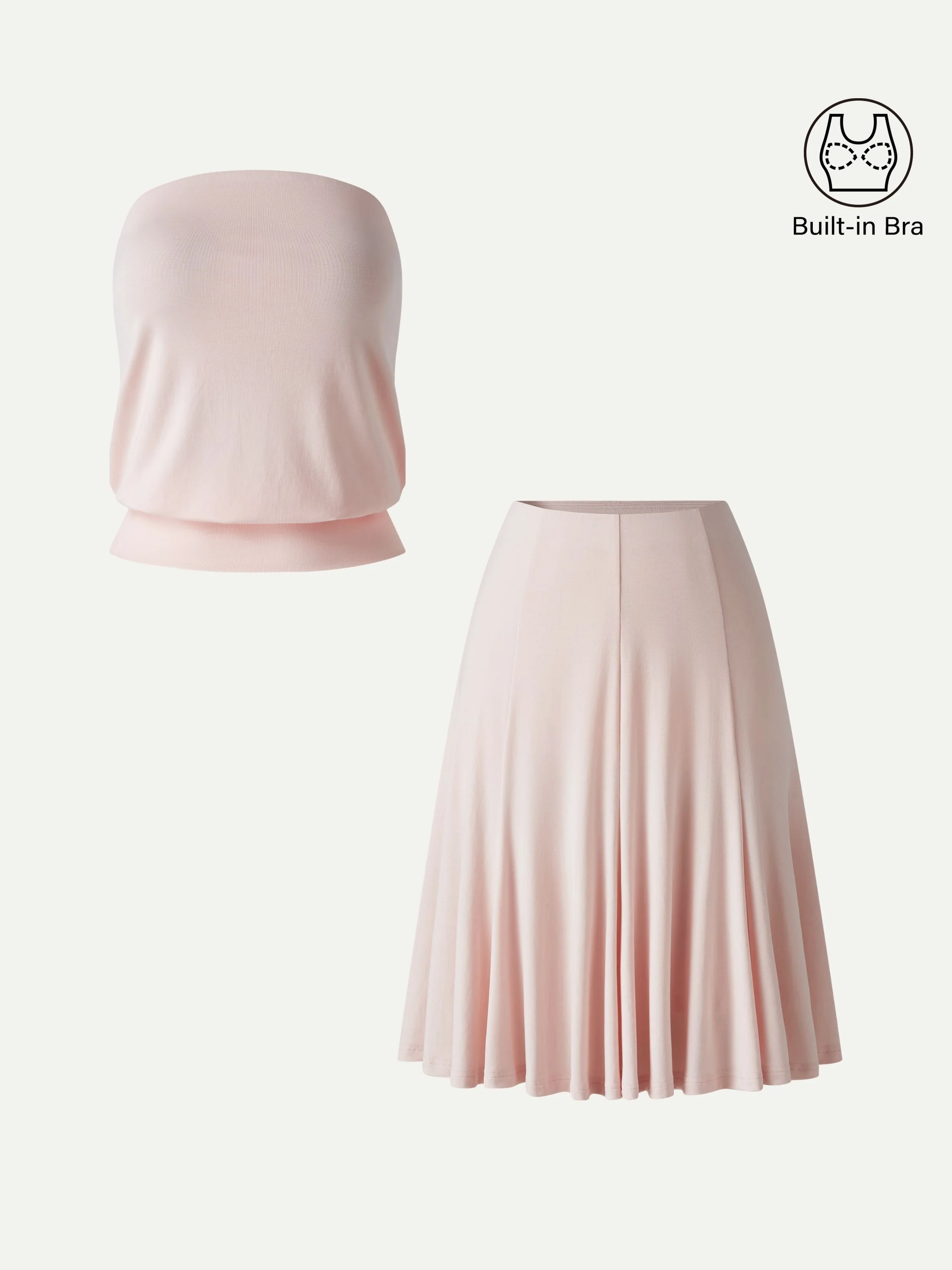 2Pcs Set Banded Hem Bra Top & Knee-Length Skirt - Image 10