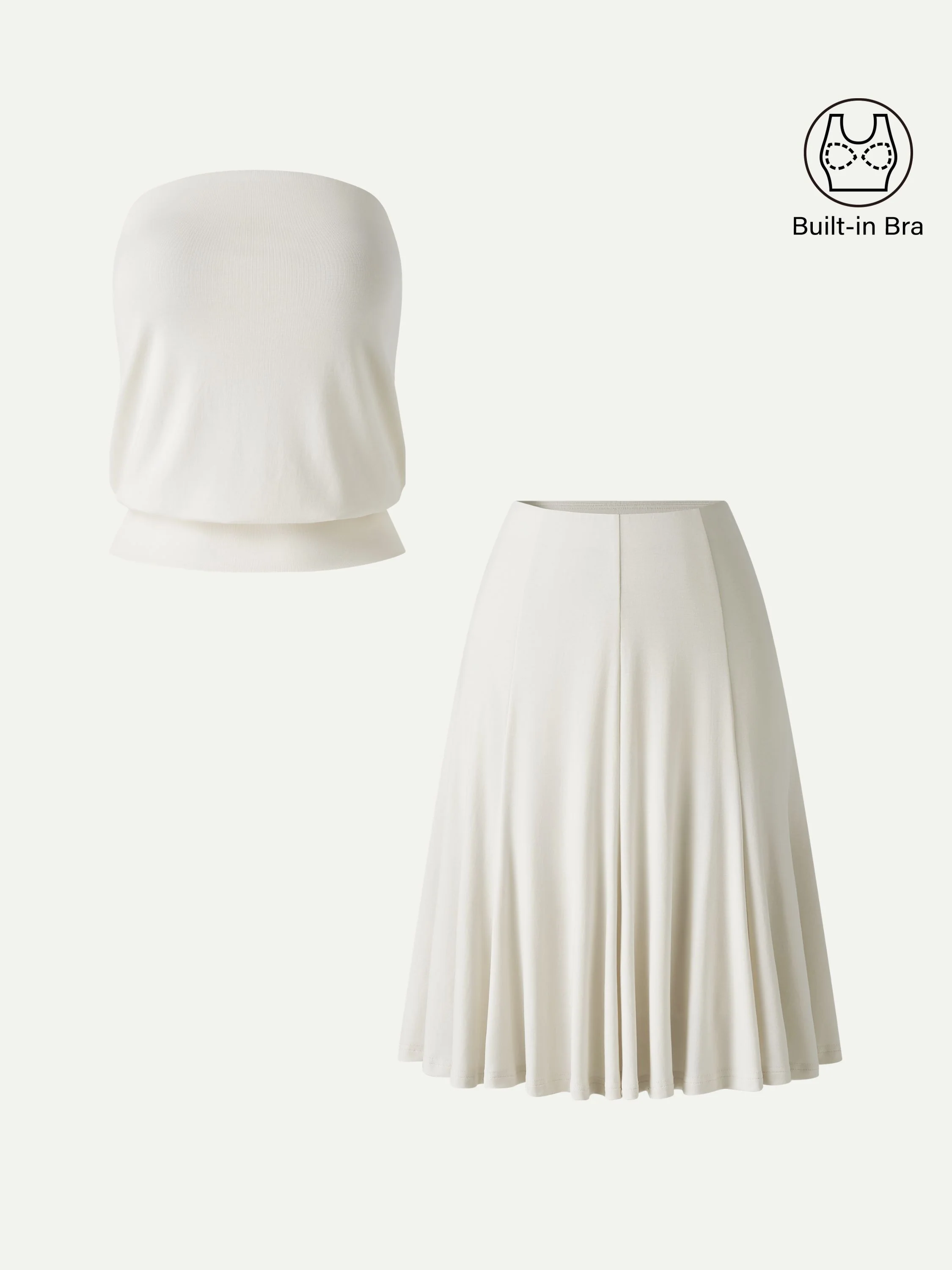 2Pcs Set Banded Hem Bra Top & Knee-Length Skirt - Image 11