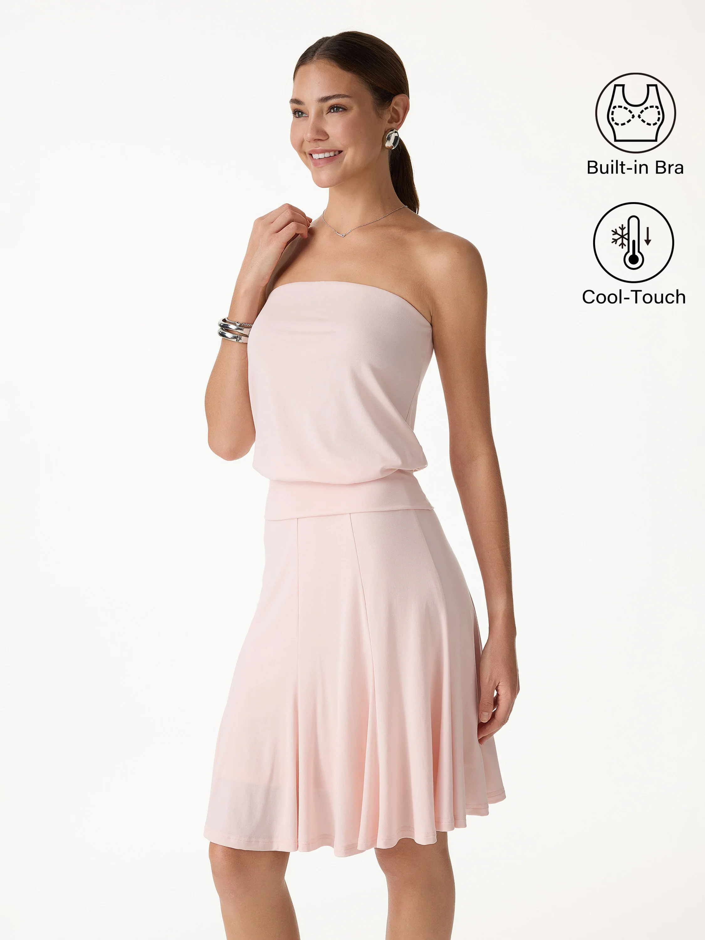2Pcs Set Banded Hem Bra Top & Knee-Length Skirt - Image 3