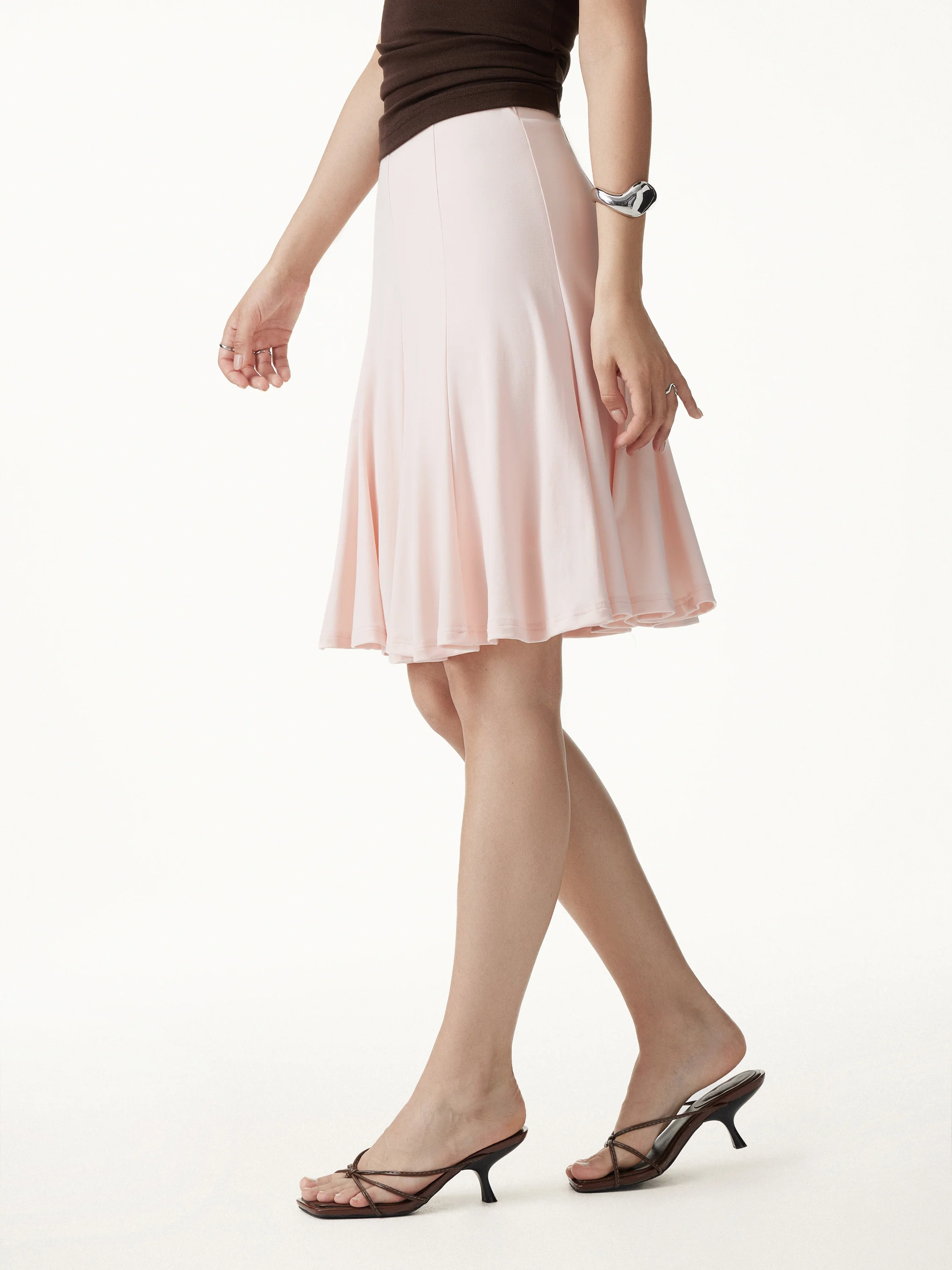 2Pcs Set Banded Hem Bra Top & Knee-Length Skirt - Image 5