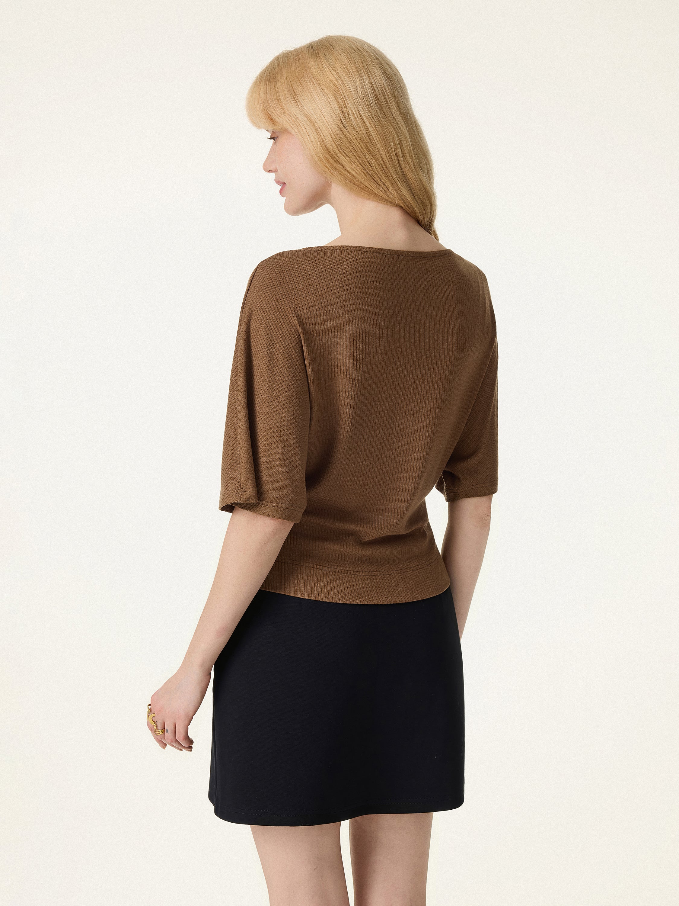 2Pcs Set Boatneck Relaxed Top & Wide Leg Pant with Pockets - Image 7