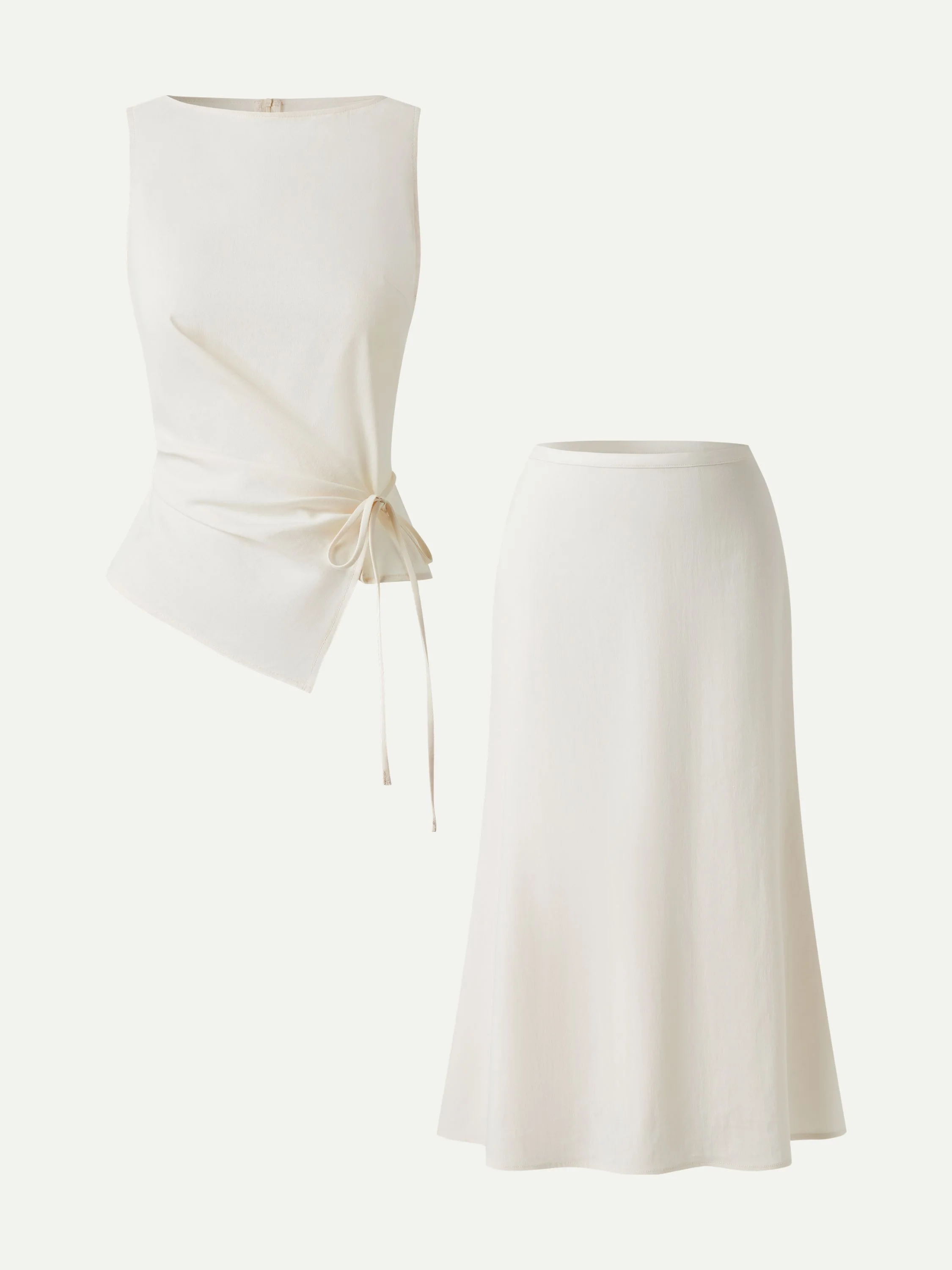2Pcs Set Boatneck Waist-Defined Top & Maxi Flared Pull-On Skirt - Image 6