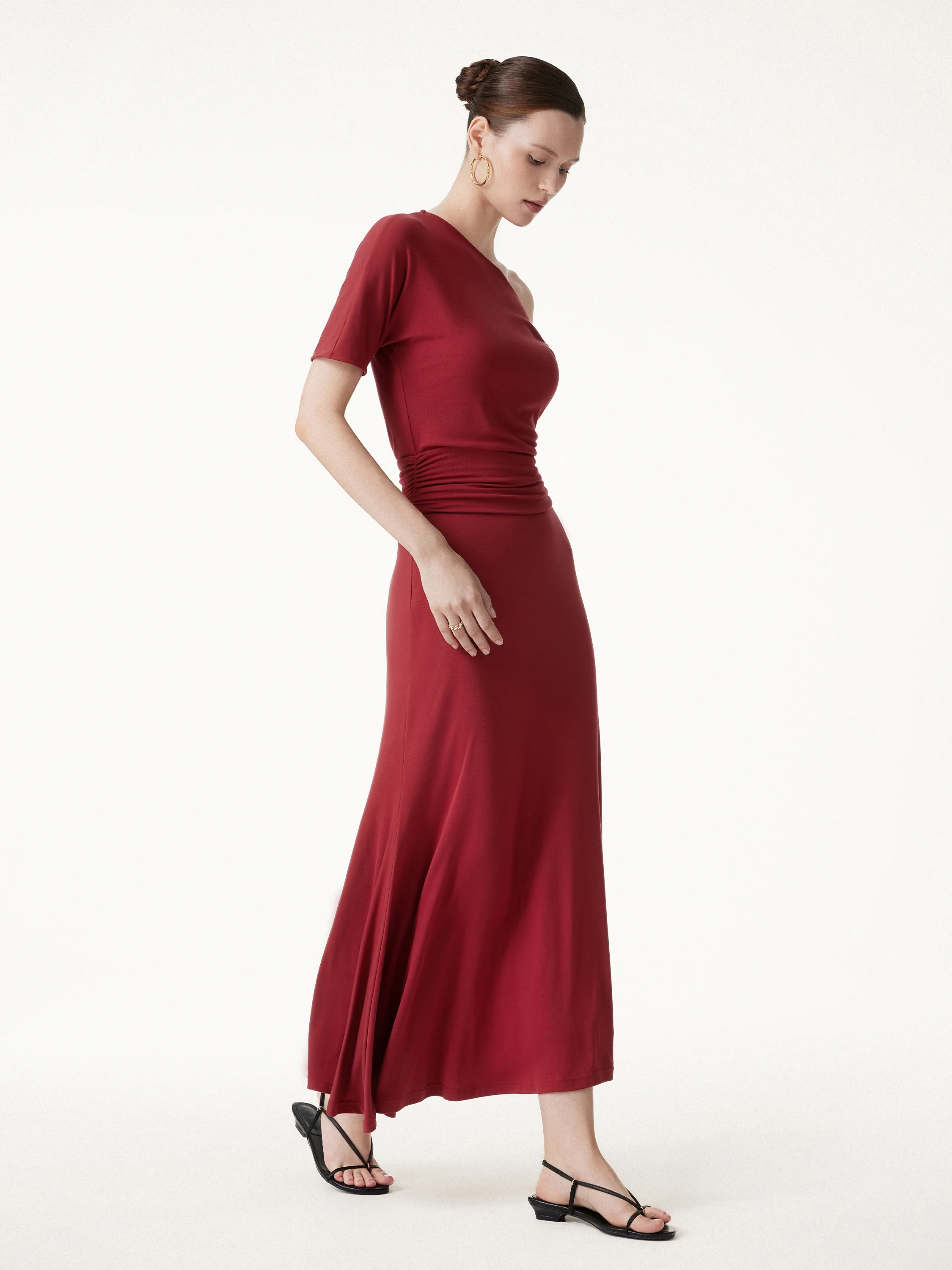 2Pcs Set CoolTouch Short Sleeve Top & Maxi Flared Skirt - Image 3