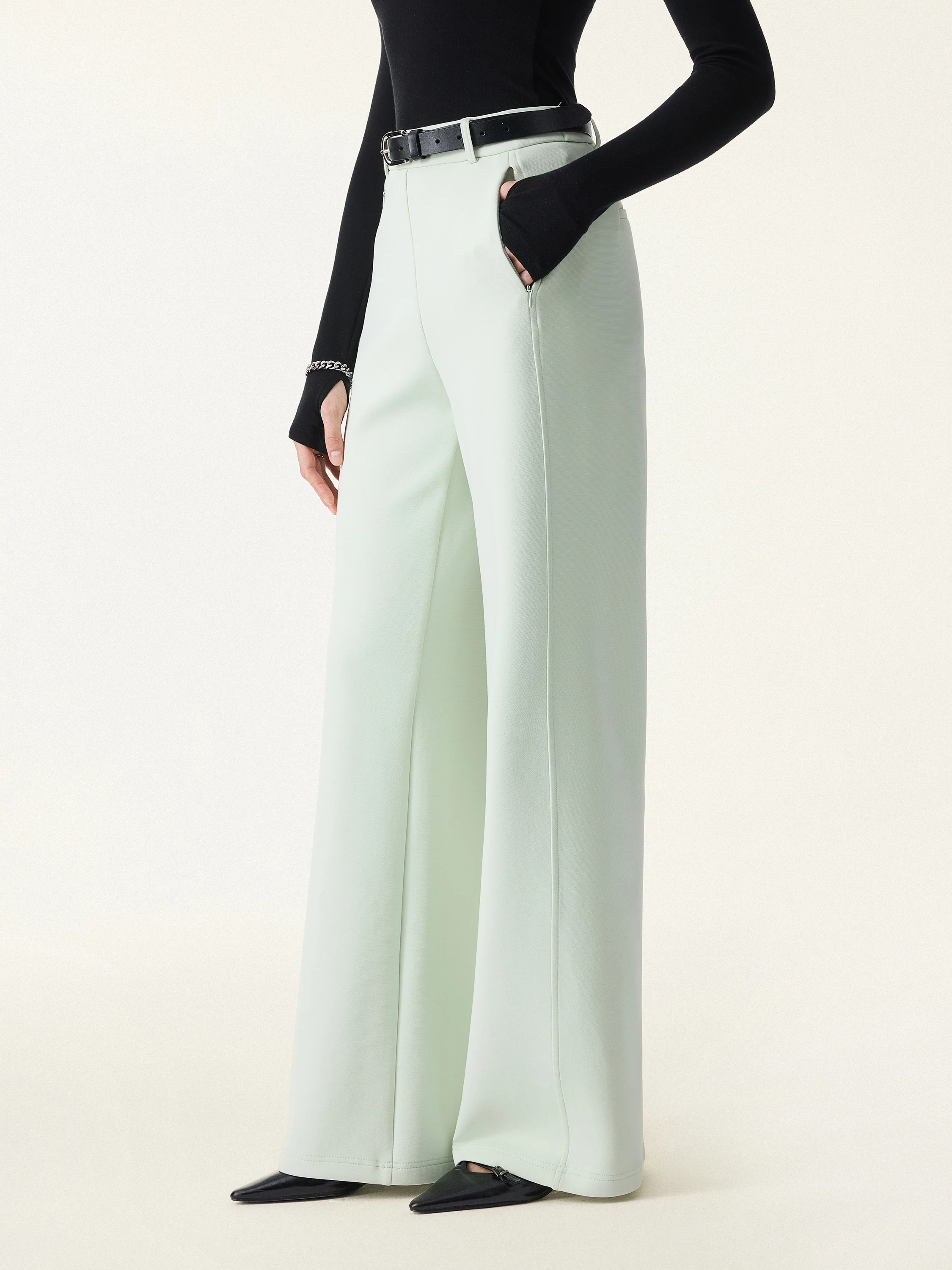 Stretch Cotton Blend Slimming High Rise Wide Leg Pant - Image 4