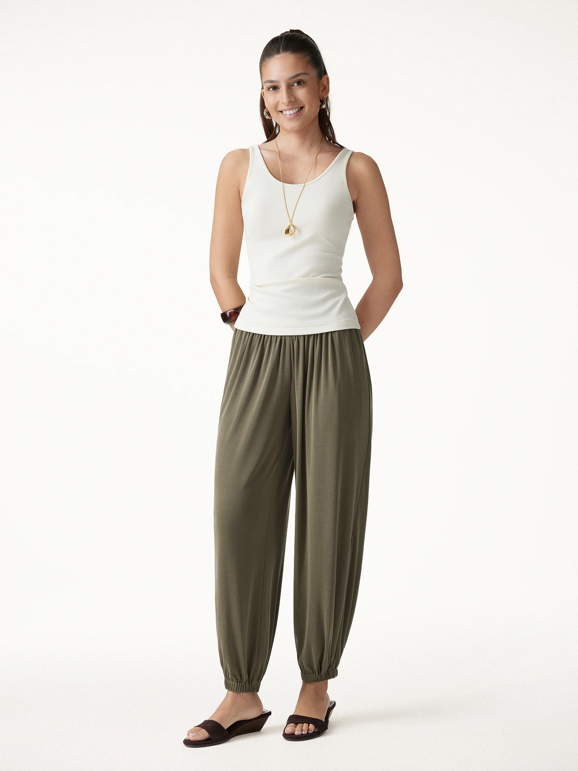 2Pcs Set Open Back Bra Top & Balloon Pants with Pockets - Image 11