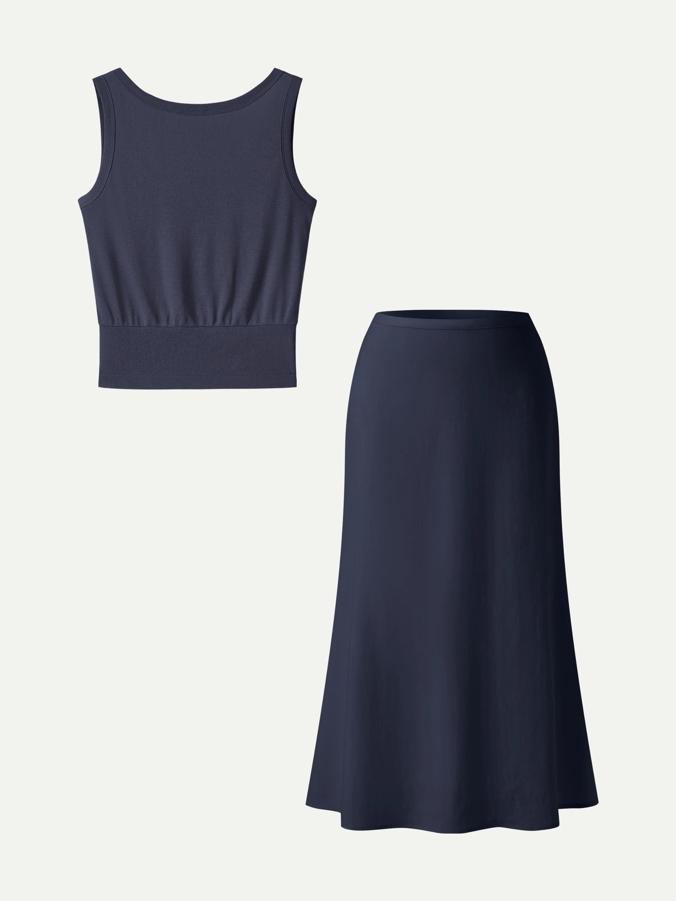 2Pcs Set Reversible Boatneck Top & Maxi Flared Pull-On Skirt - Image 5