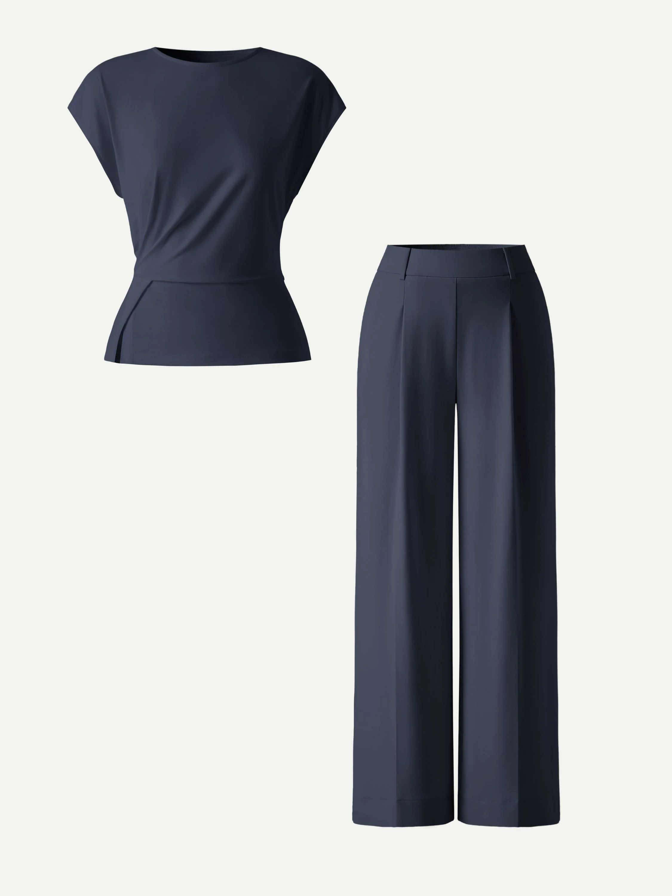 2Pcs Set Round Neck Tucked Top & Wide Leg The Success Pants - Image 6