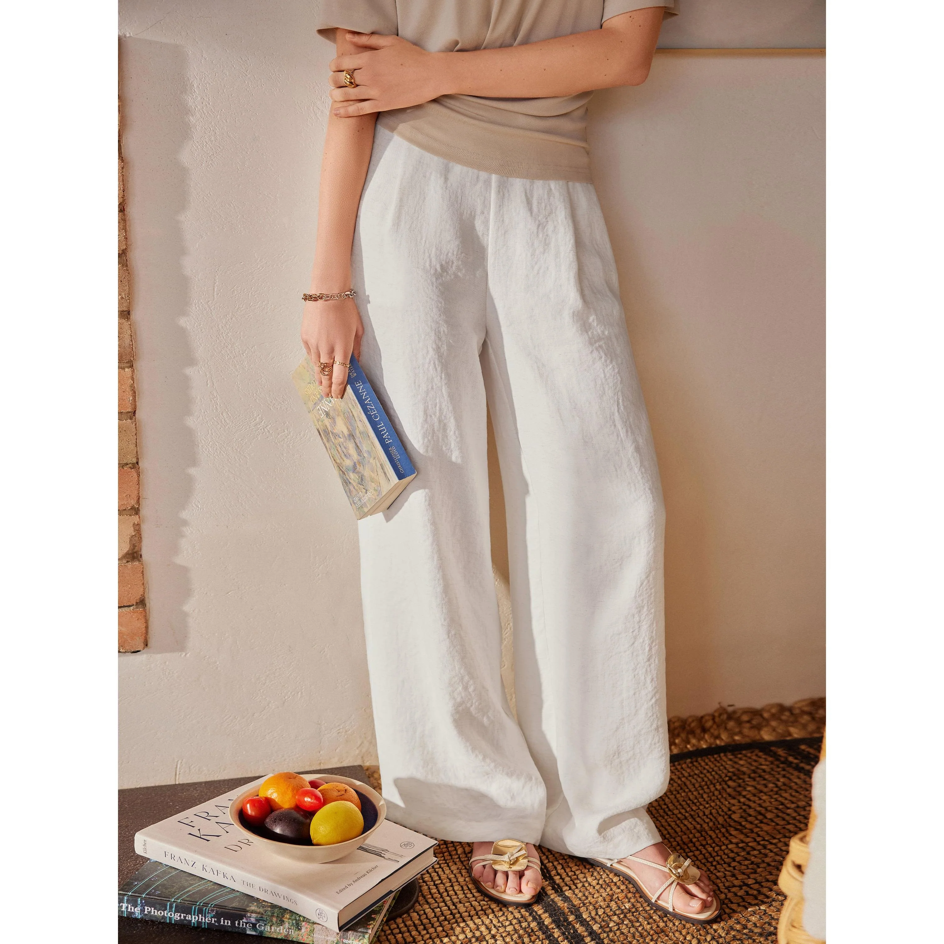 2Pcs Set Crewneck Tee & Mid Rise Wide Leg Pant with Pockets - Image 10