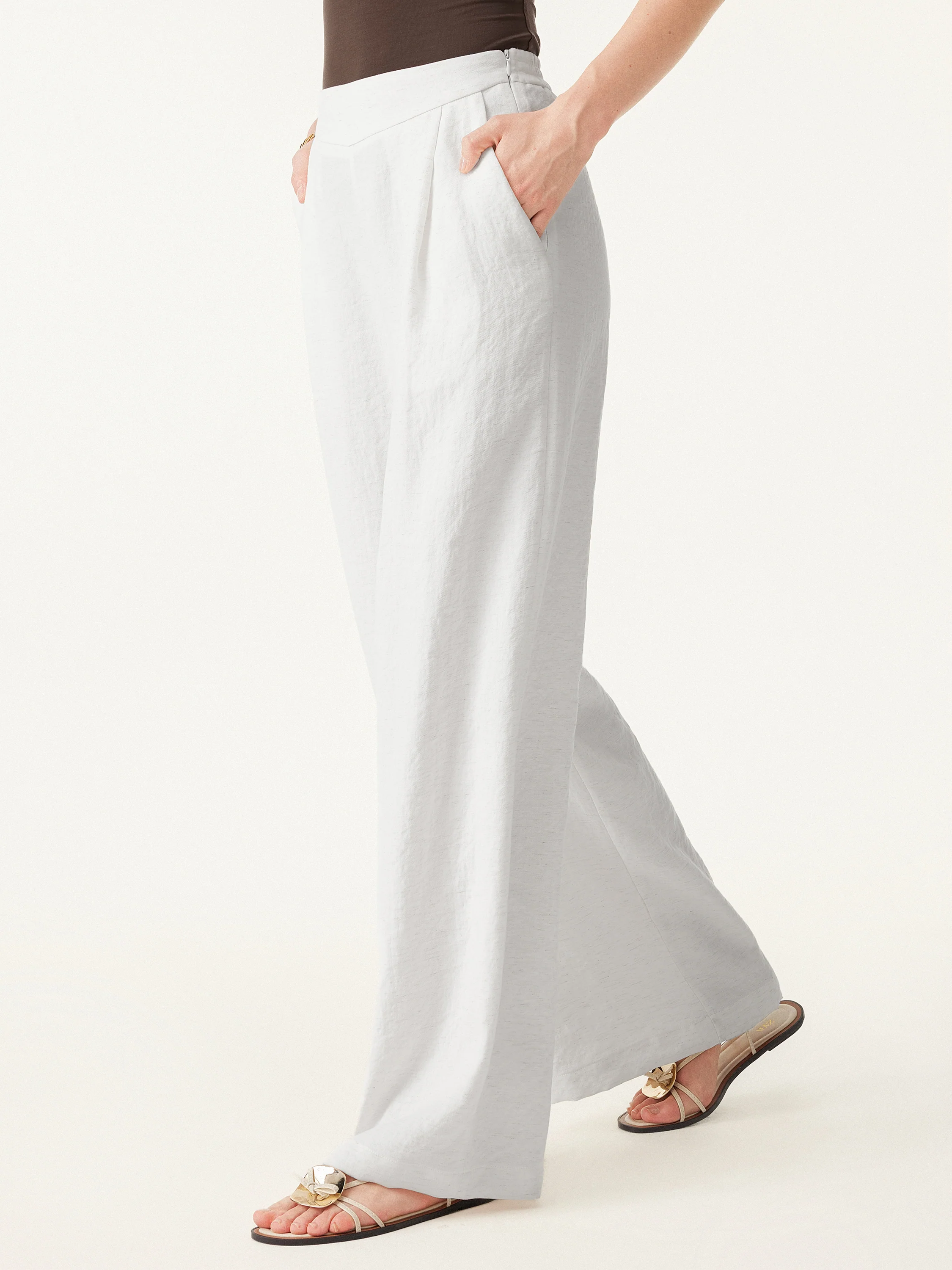 2Pcs Set Crewneck Tee & Mid Rise Wide Leg Pant with Pockets - Image 12