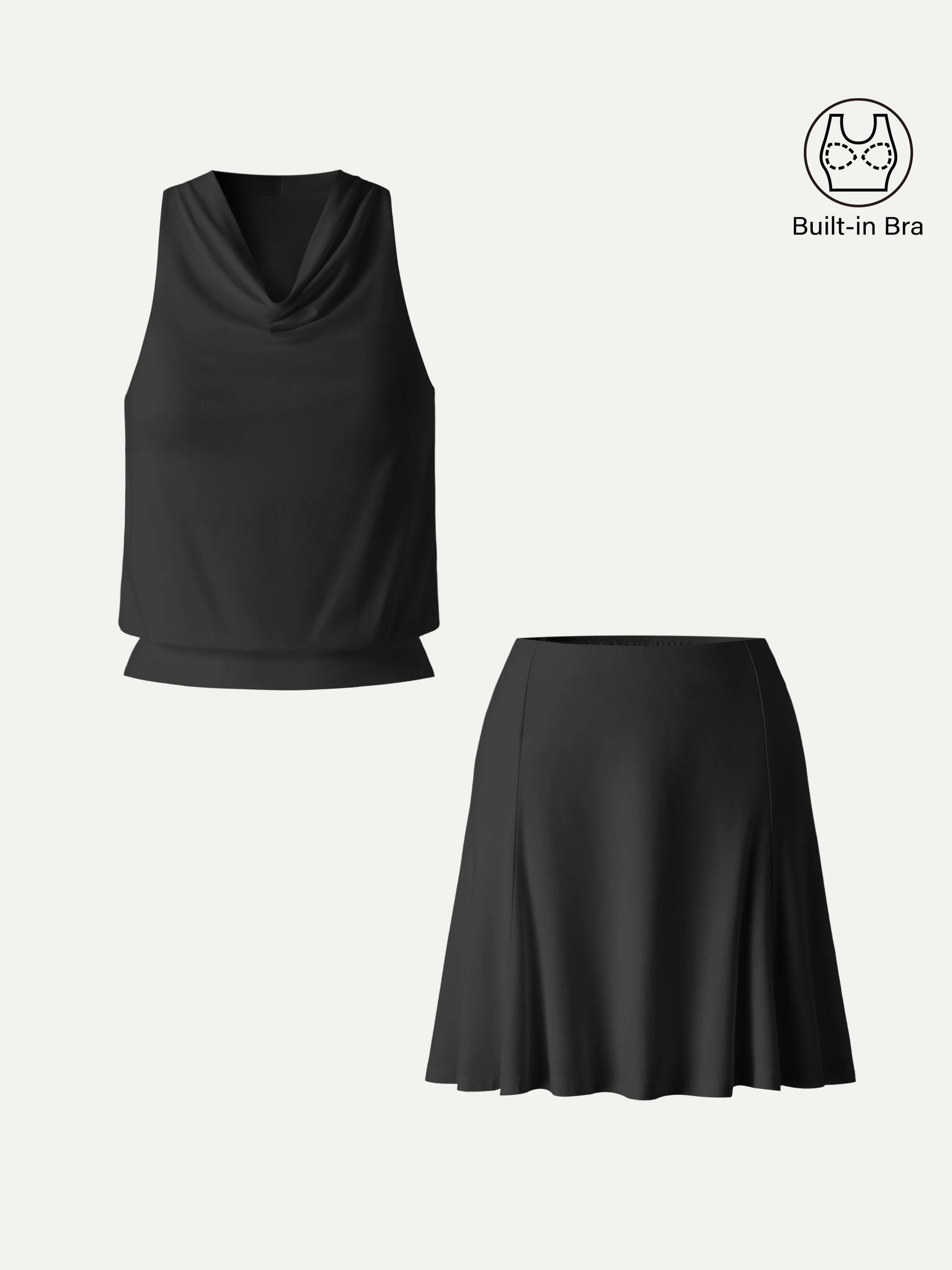 2Pcs Set SkinKiss Halter Cowl Neck Bra Top & Circle Flared Mini Skirt - Image 5