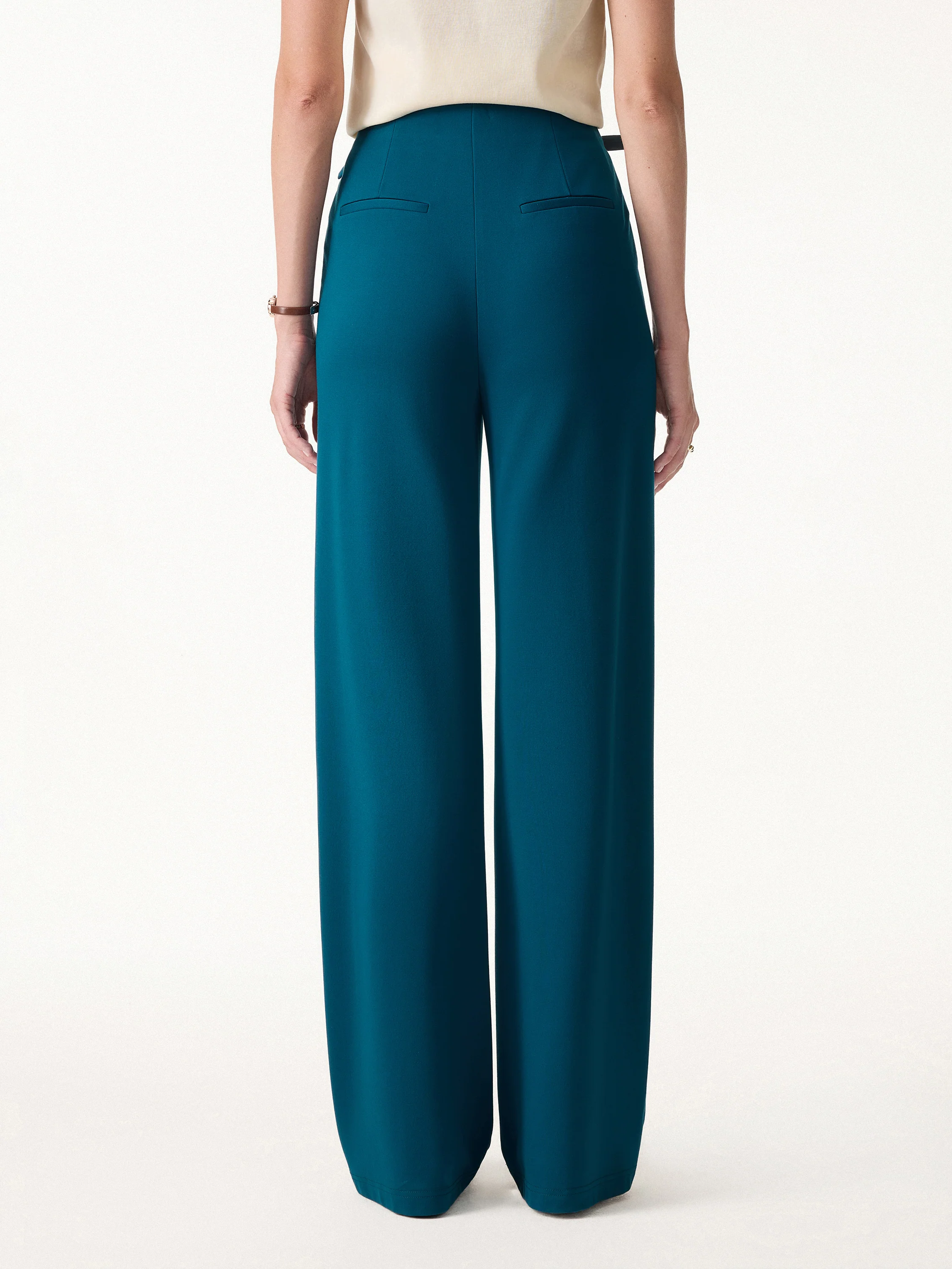 4-Way Stretch Drapey High Rise Wide Leg Ankled Pant - Image 8