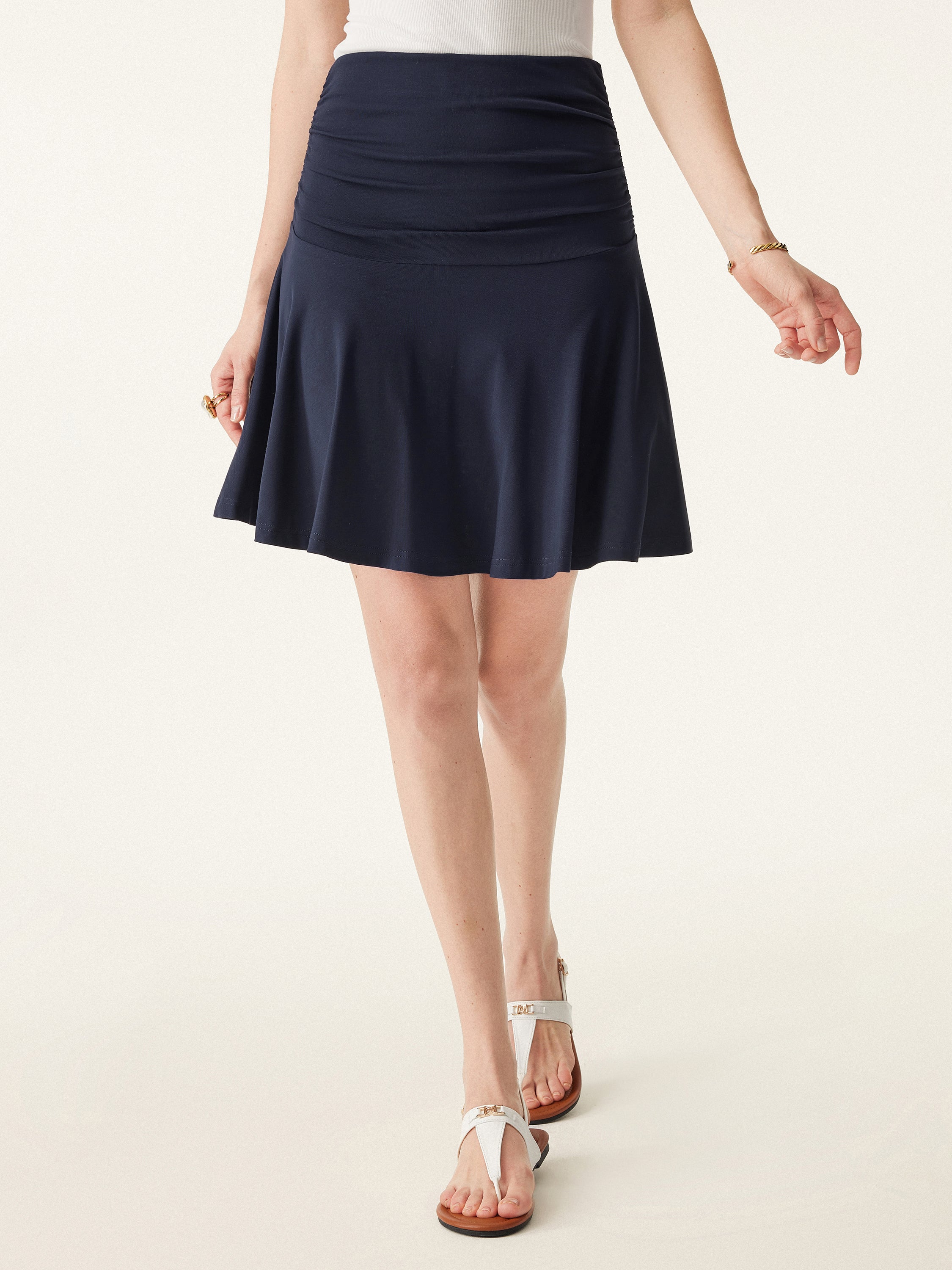 Essential Ruched Mini Circle Skirt with Lined Shorts - Image 8