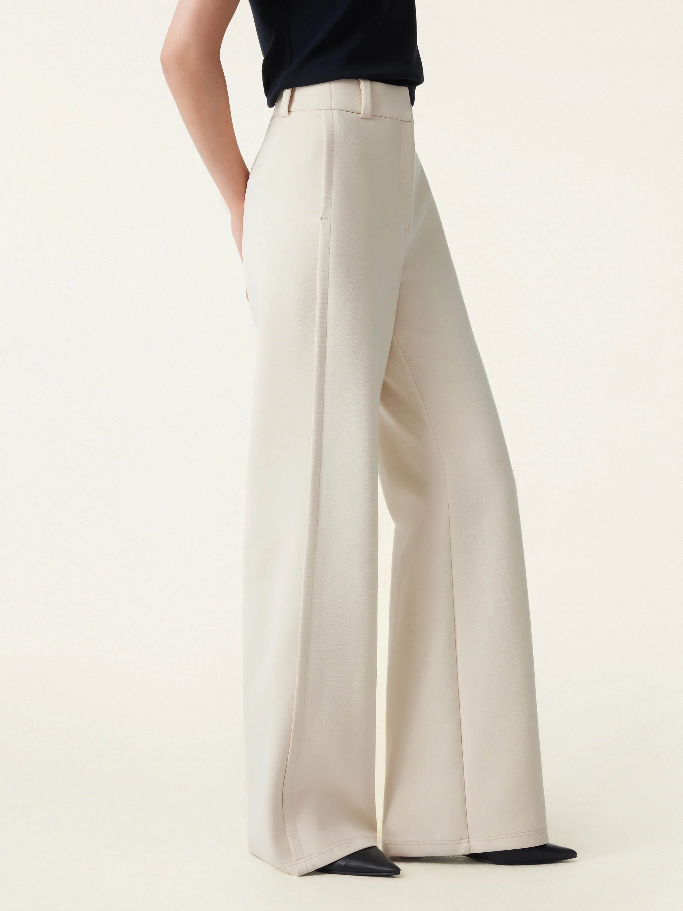 2Pcs Set Boatneck Angled Tee & Mid Rise Wide Leg Trousers - Image 13