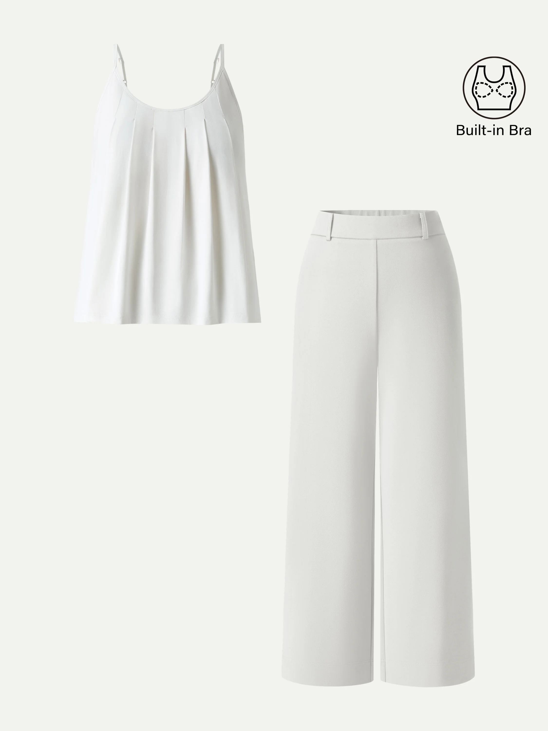 2Pcs Set U-Neck Bra Tank & Cropped Pants with Pockets - Image 2