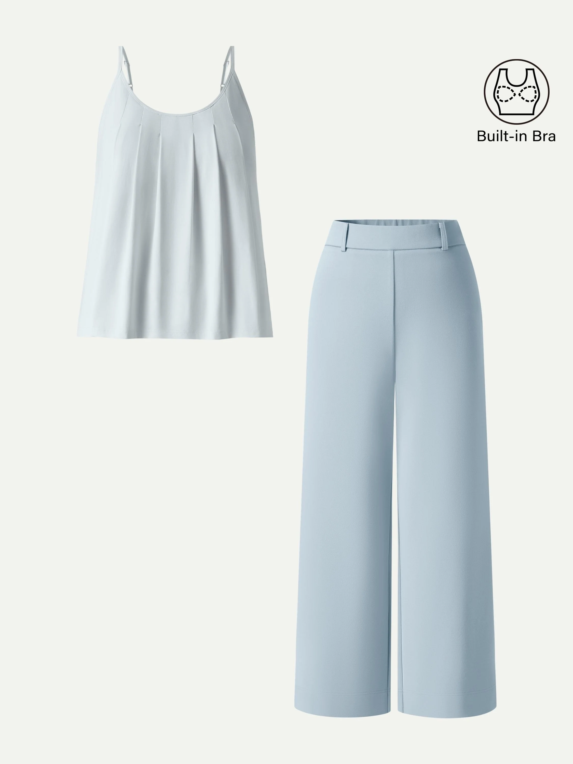 2Pcs Set U-Neck Bra Tank & Cropped Pants with Pockets - Image 3