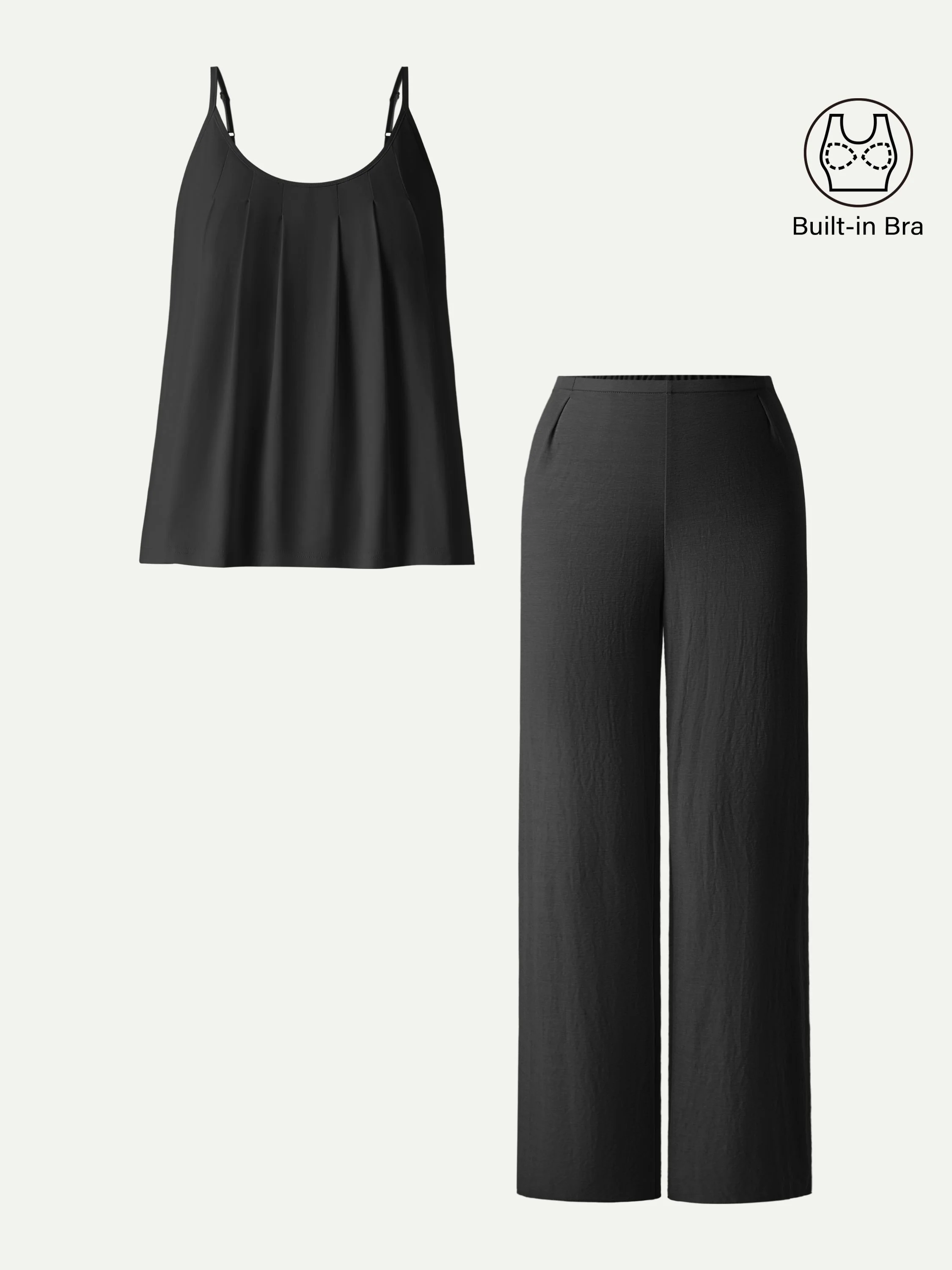 2Pcs Set U-Neck Spaghetti Bra Tank & Mid Rise Straight Leg Pant - Image 6