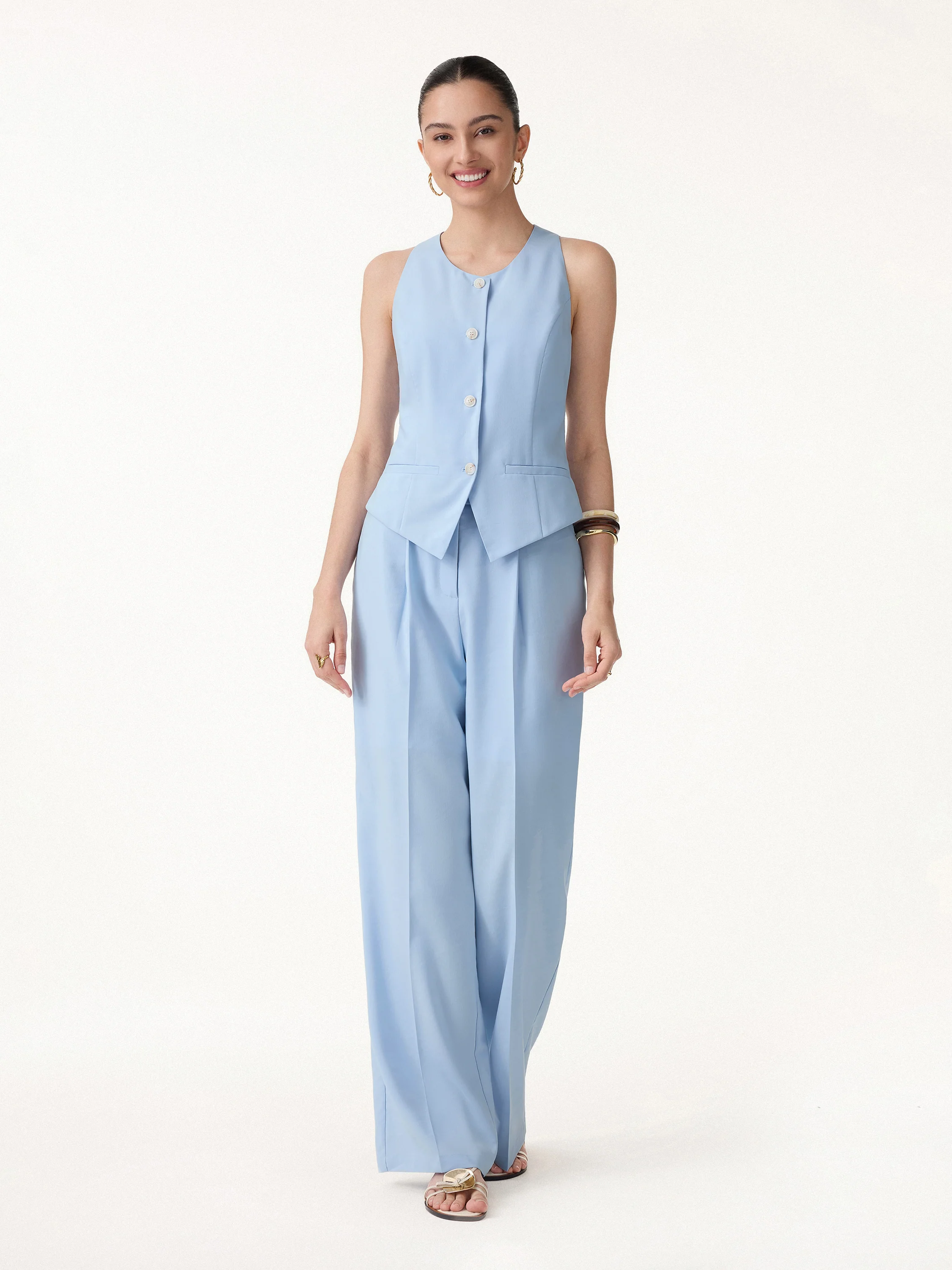 Linen Summer Waistcoat with Pockets - Image 3