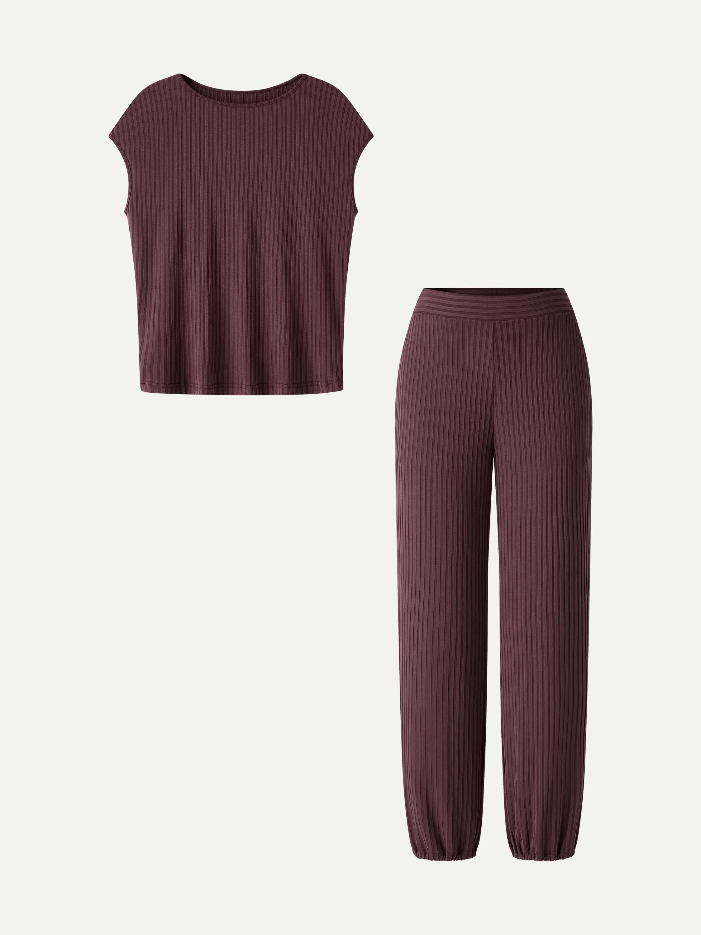 2Pcs Set Wrinkle-Free Cap Sleeve Top & Mid-Rise Cropped Pants - Image 9