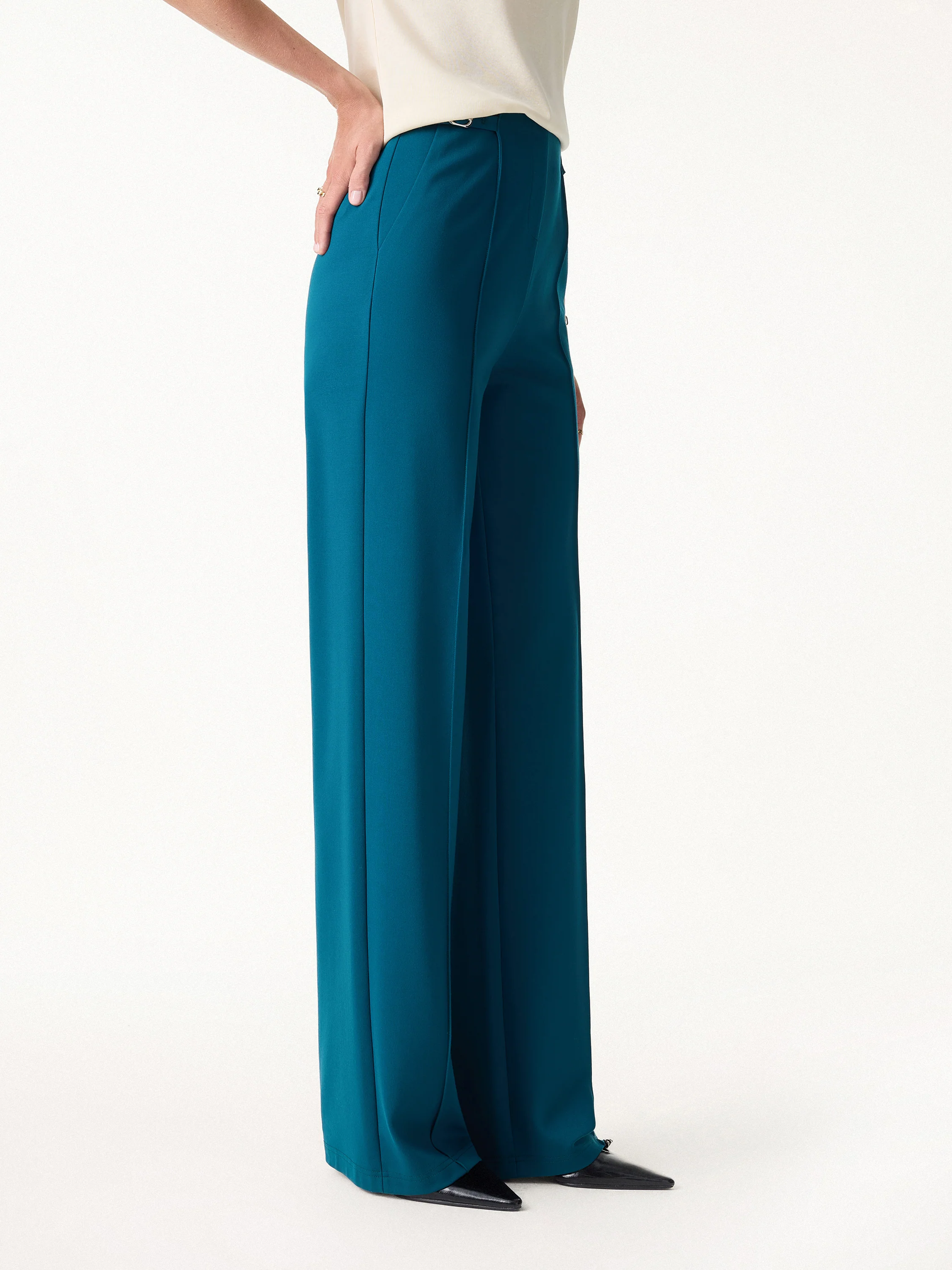 4-Way Stretch Drapey High Rise Wide Leg Ankled Pant - Image 7