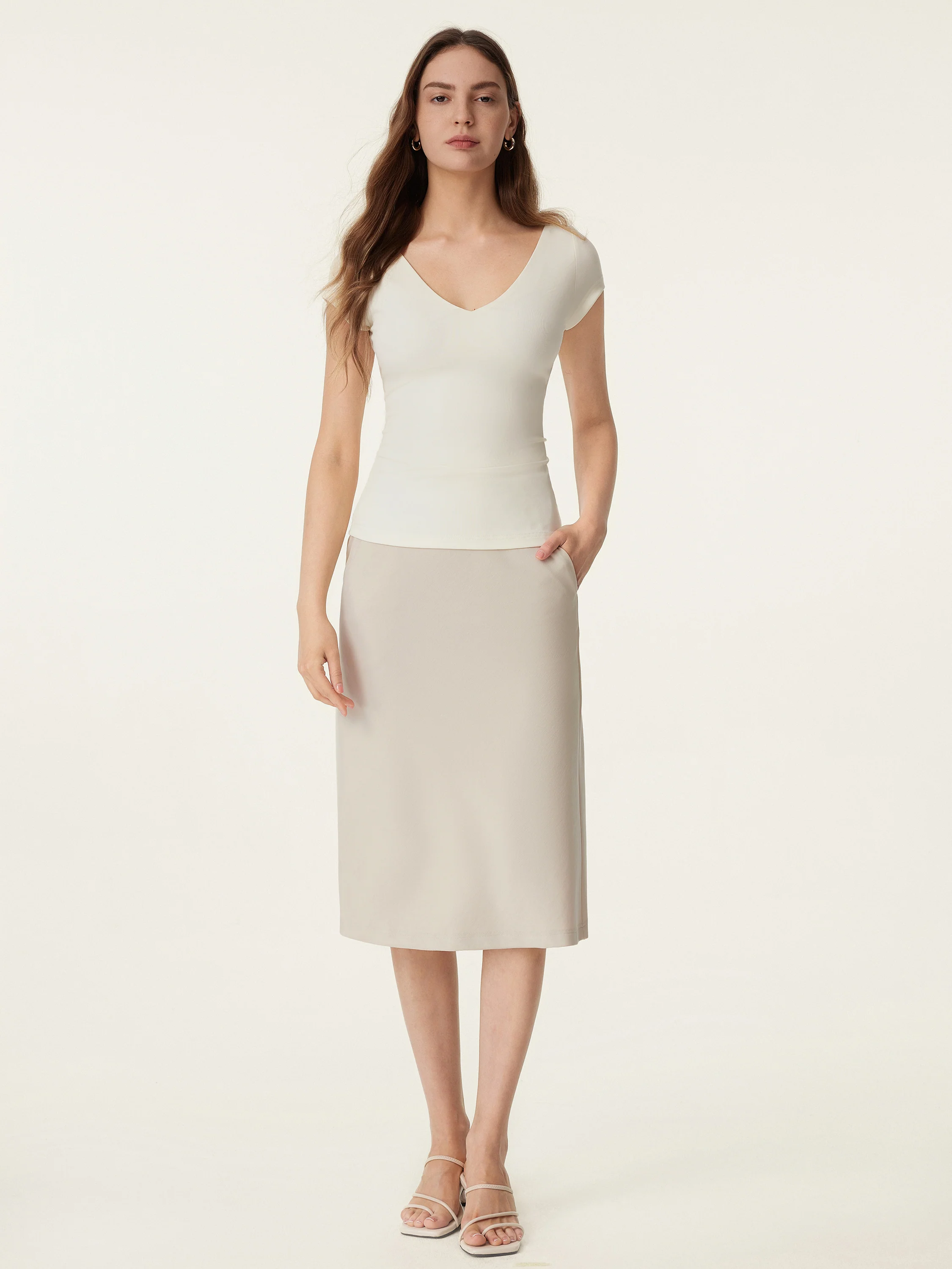A-line Midi Skirt with Pockets - Image 7