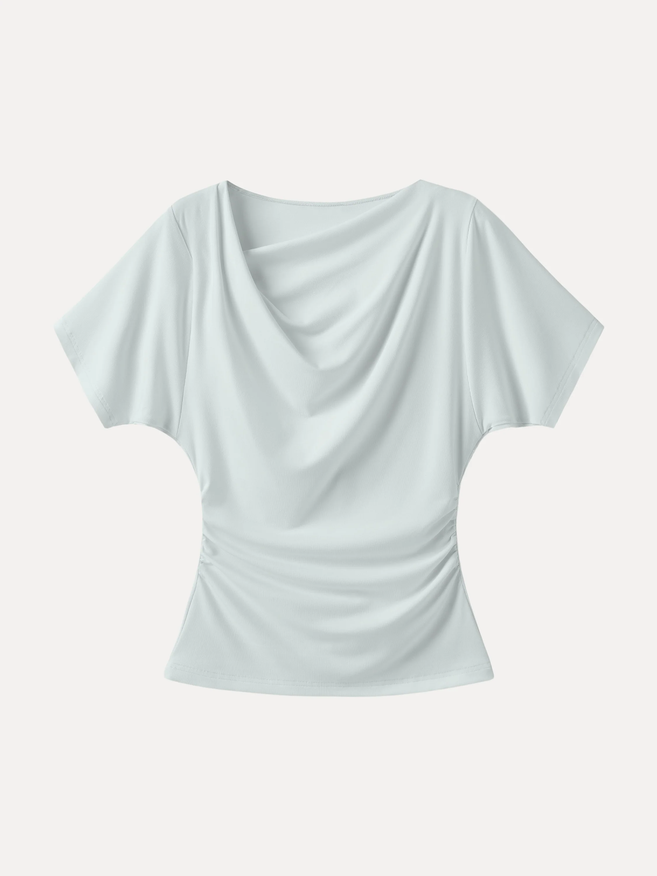 Asymmetrical Cowl Neck Ruched Top - Image 14