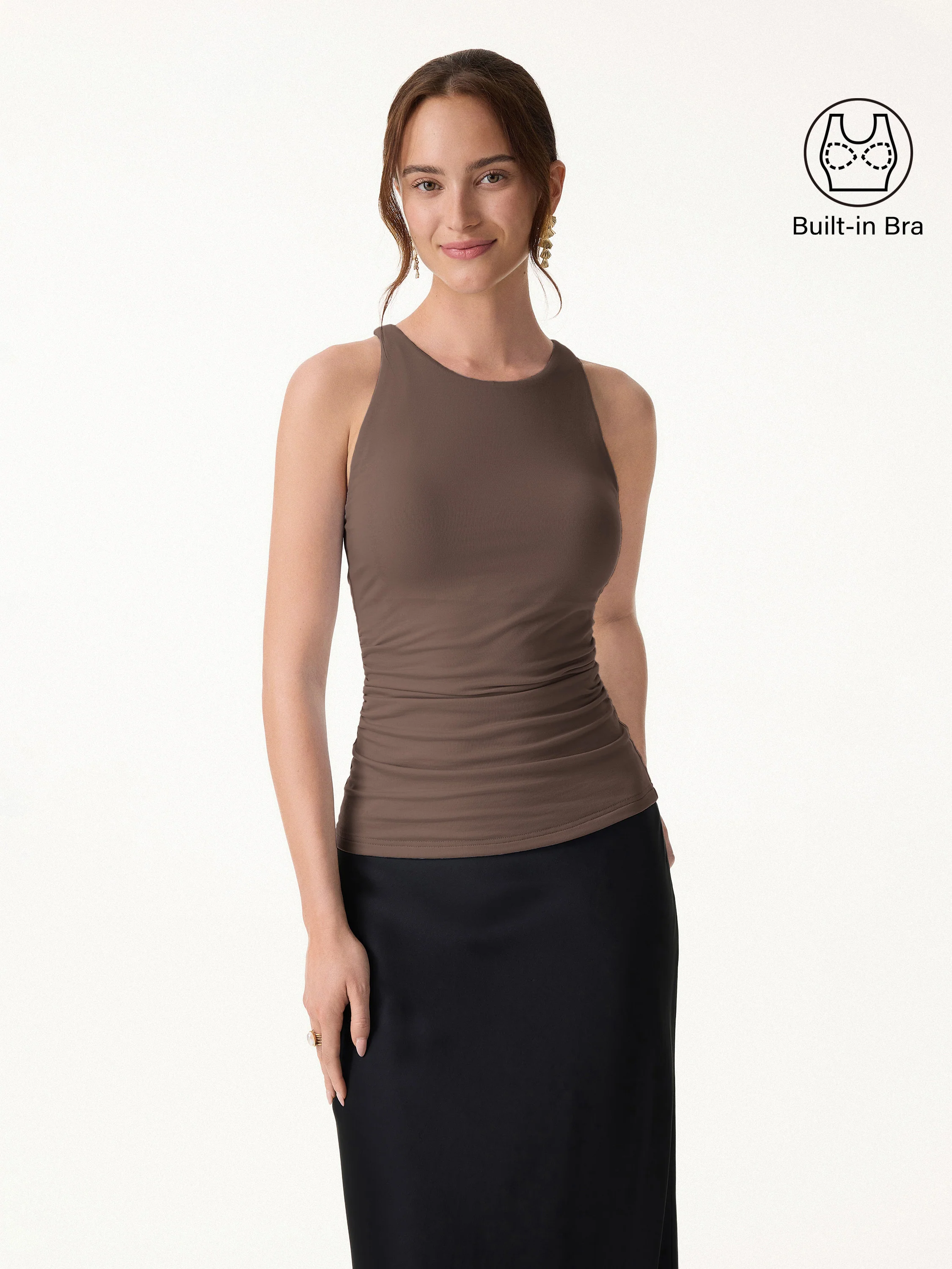 Back Smoothing Ruched Sleeveless Bandless Bra Top - Image 12