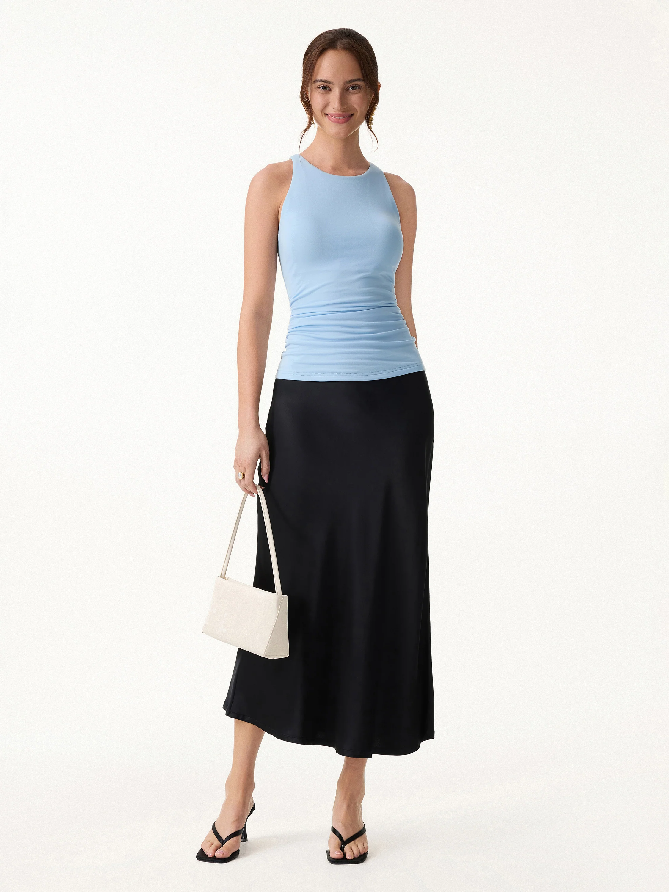 Back Smoothing Ruched Sleeveless Bandless Bra Top - Image 4
