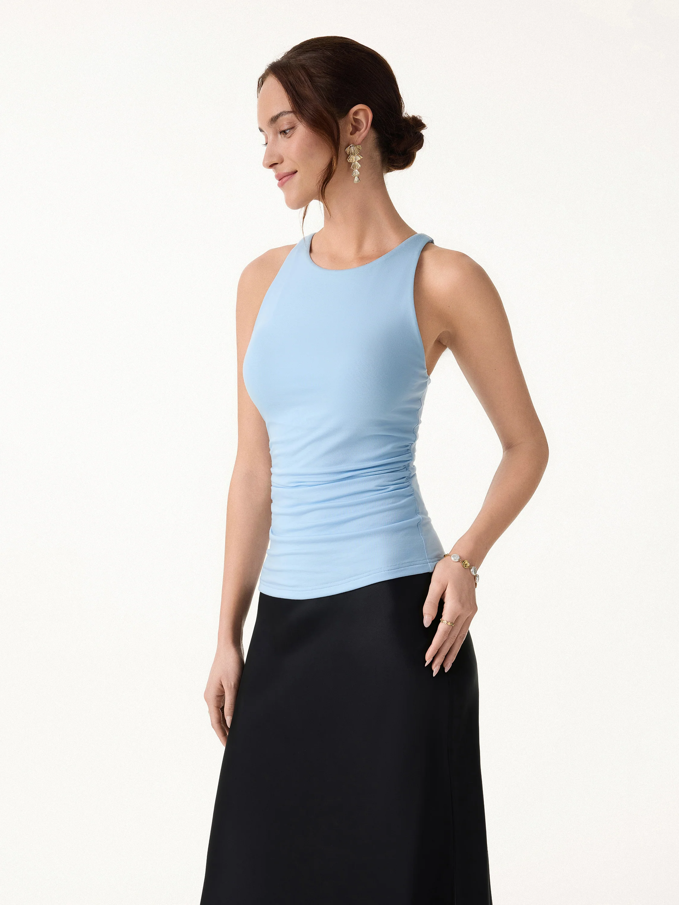 Back Smoothing Ruched Sleeveless Bandless Bra Top - Image 6