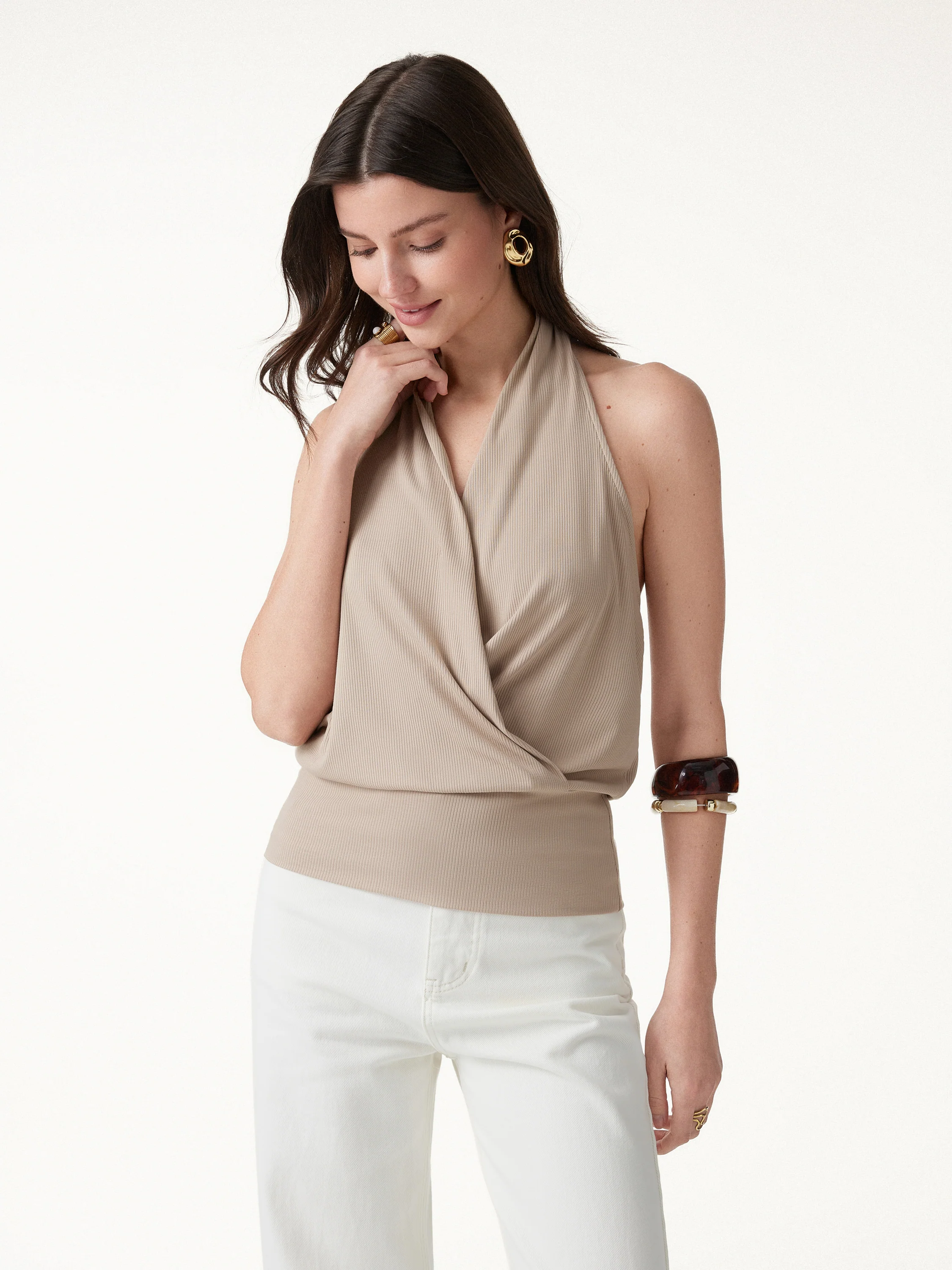 Bamboo Blend Halter Neck Relaxed Top