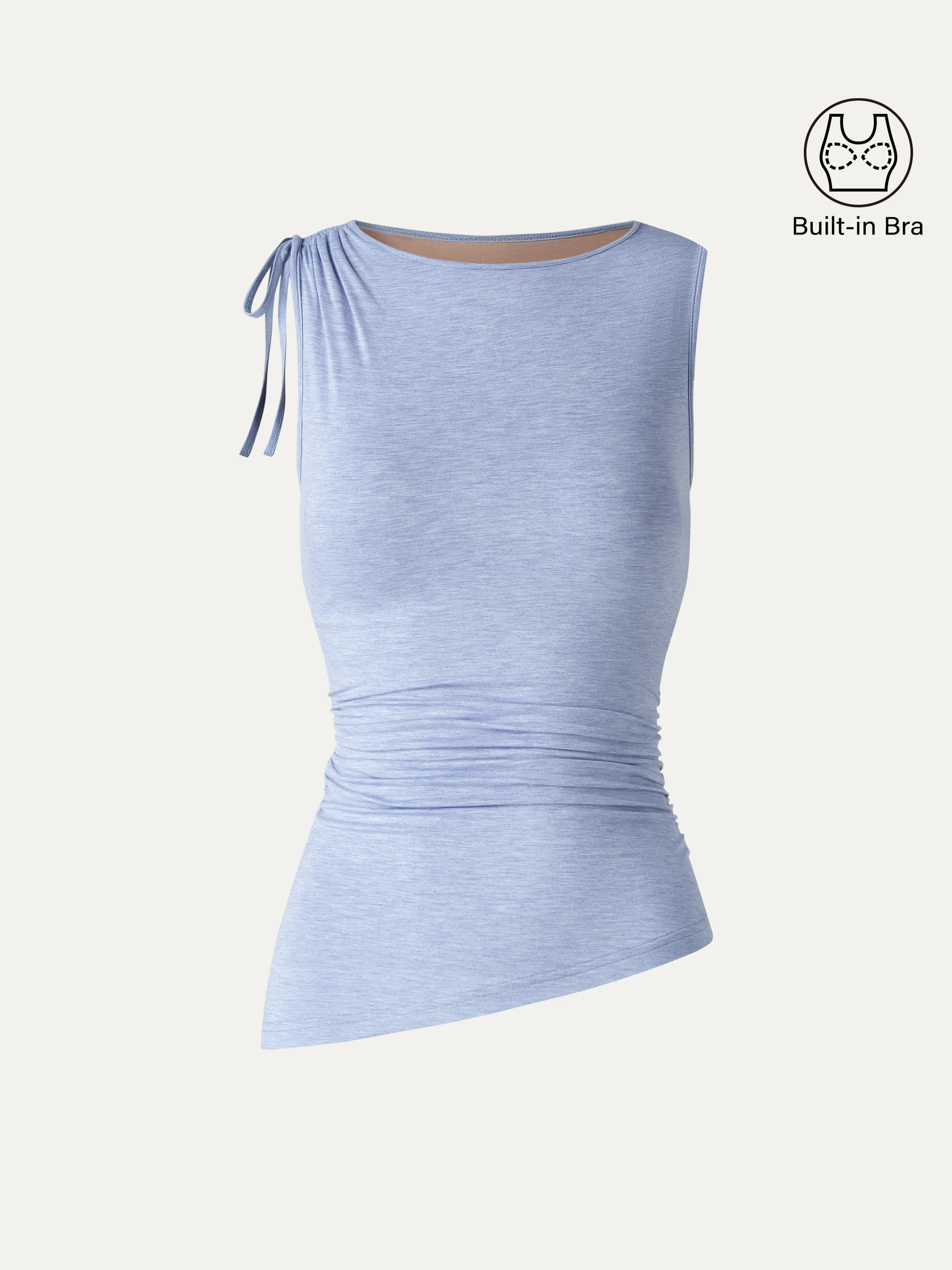 Bamboo Heathered Boatneck Ruched Bra Top - Image 11