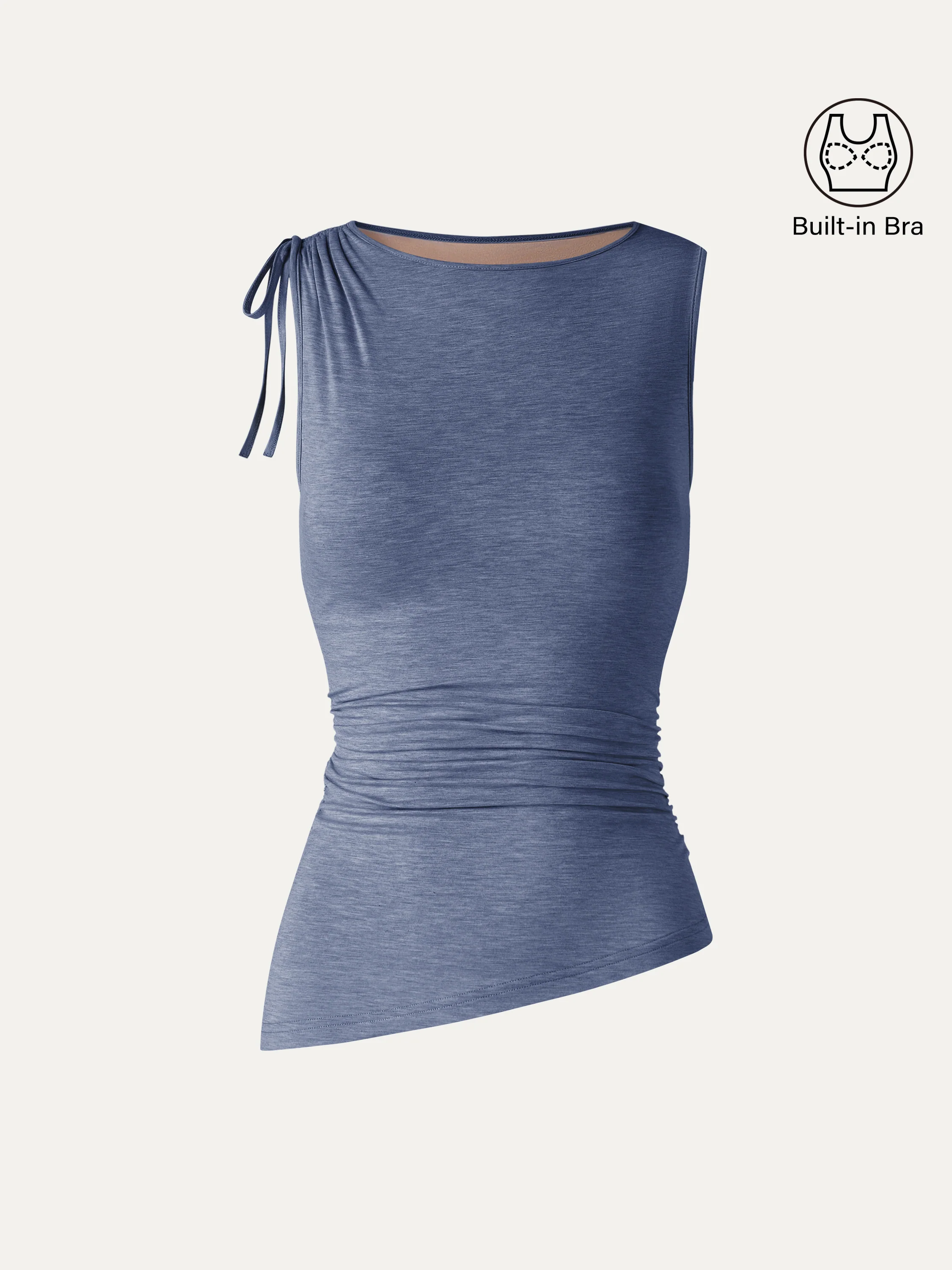 Bamboo Heathered Boatneck Ruched Bra Top - Image 12