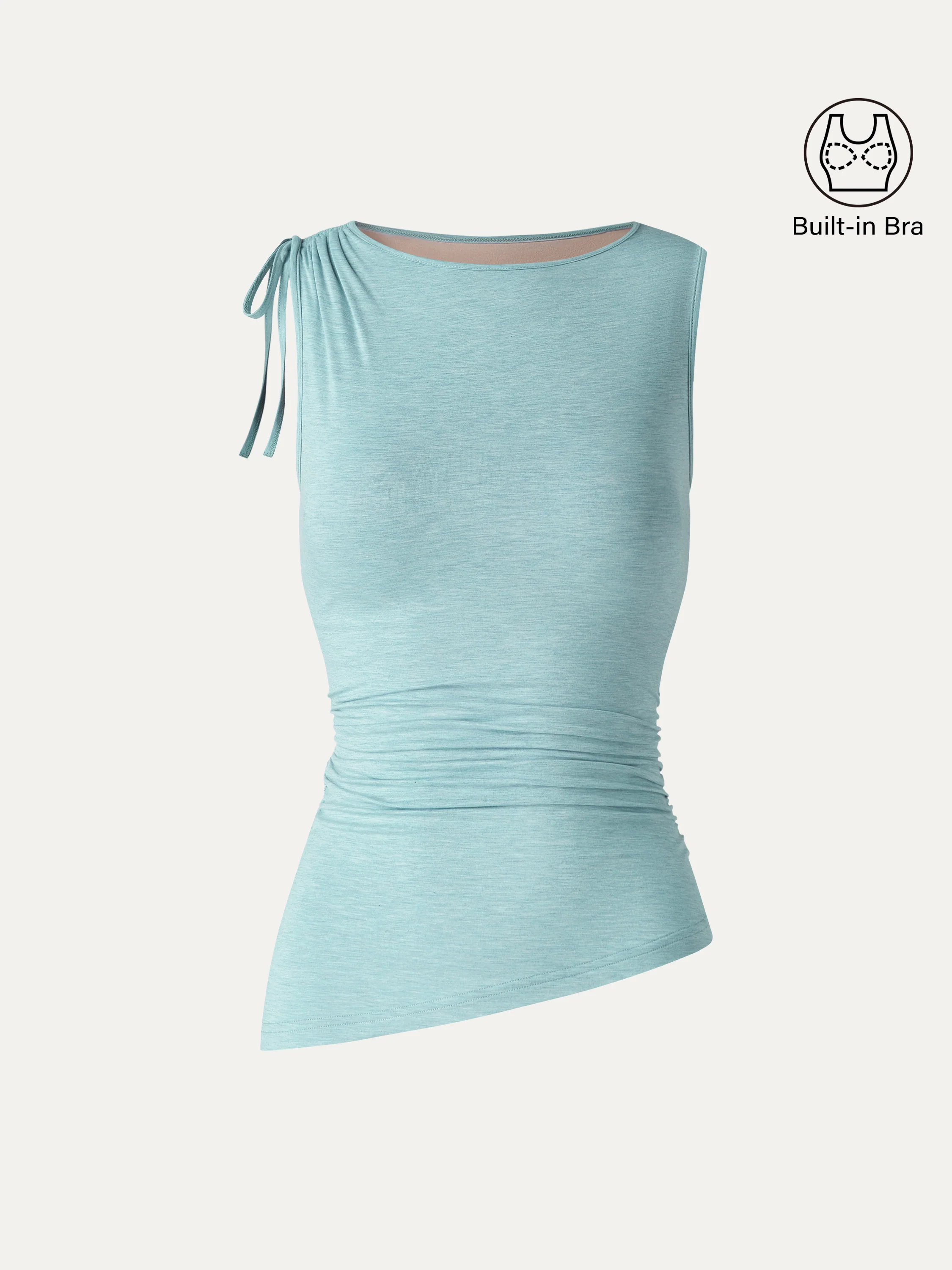 Bamboo Heathered Boatneck Ruched Bra Top - Image 9