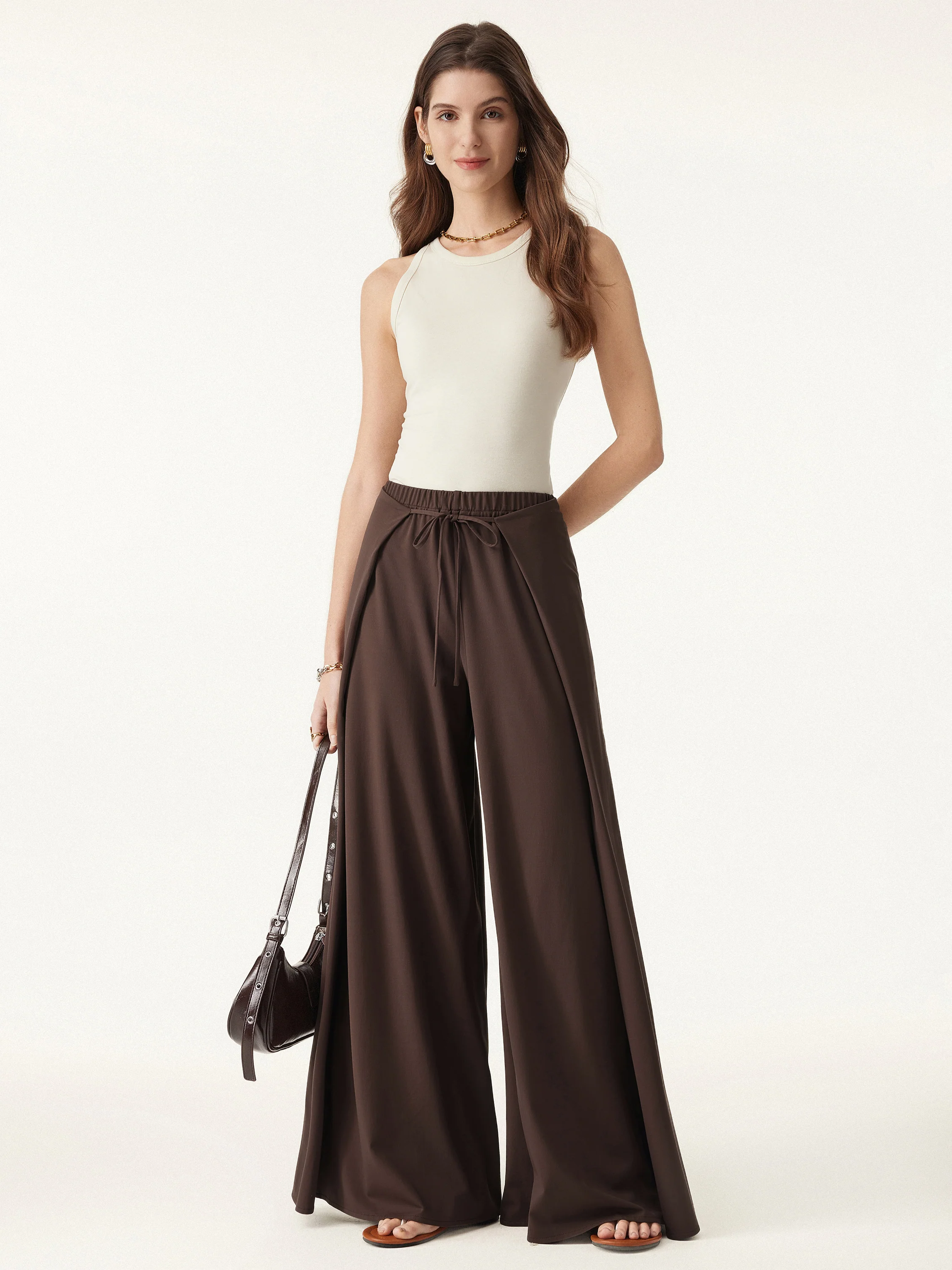 Bamboo Ponte Wrap-tie Palazzo Pant with Pockets - Image 2