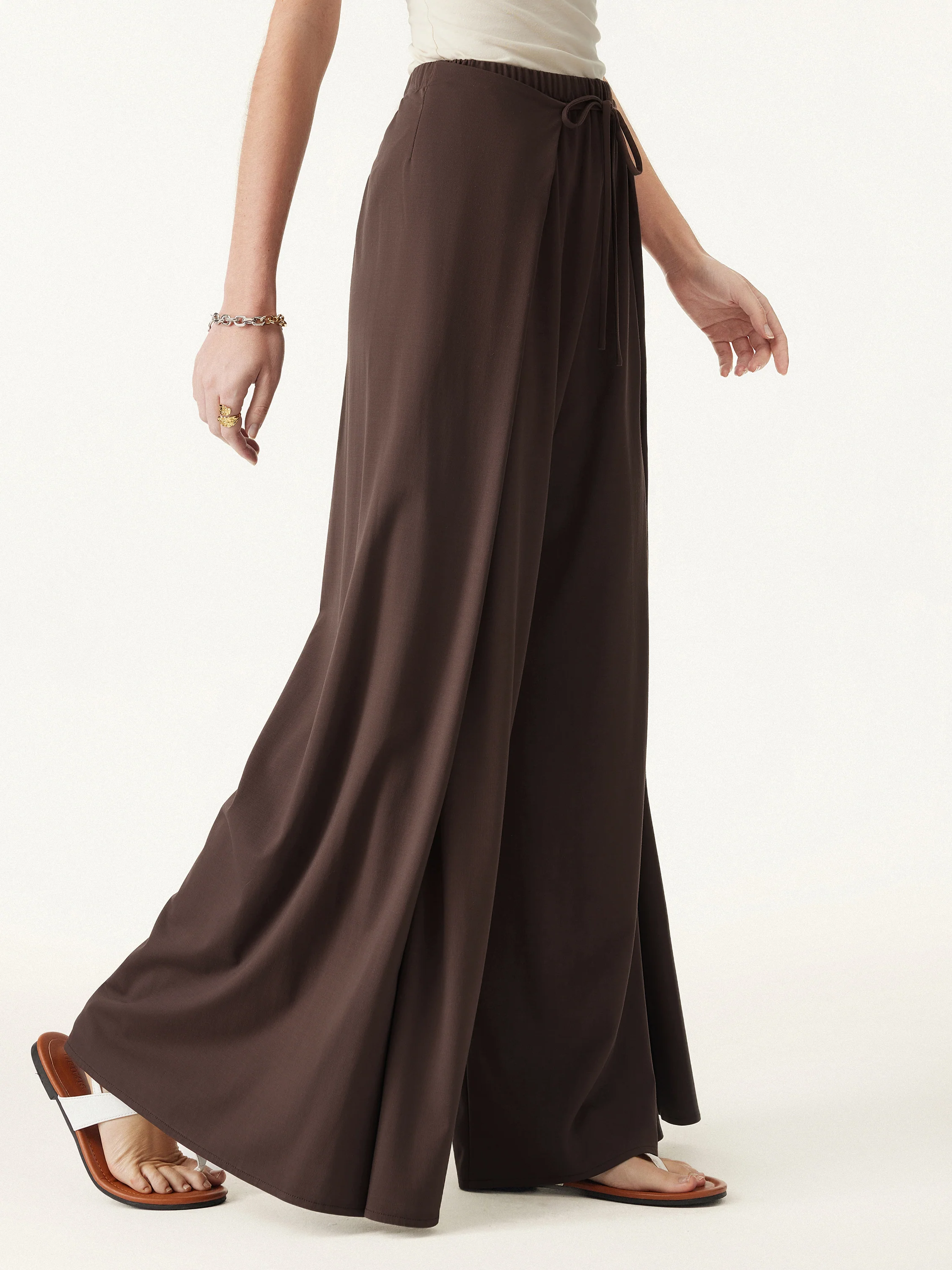 Bamboo Ponte Wrap-tie Palazzo Pant with Pockets - Image 5