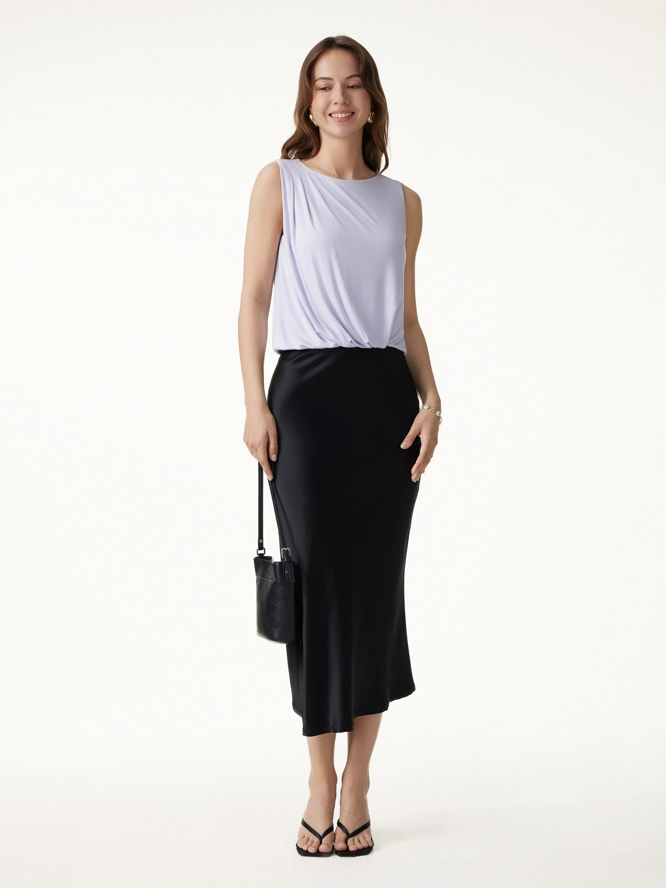 Boatneck Gathered Hem Cropped Top - Image 3