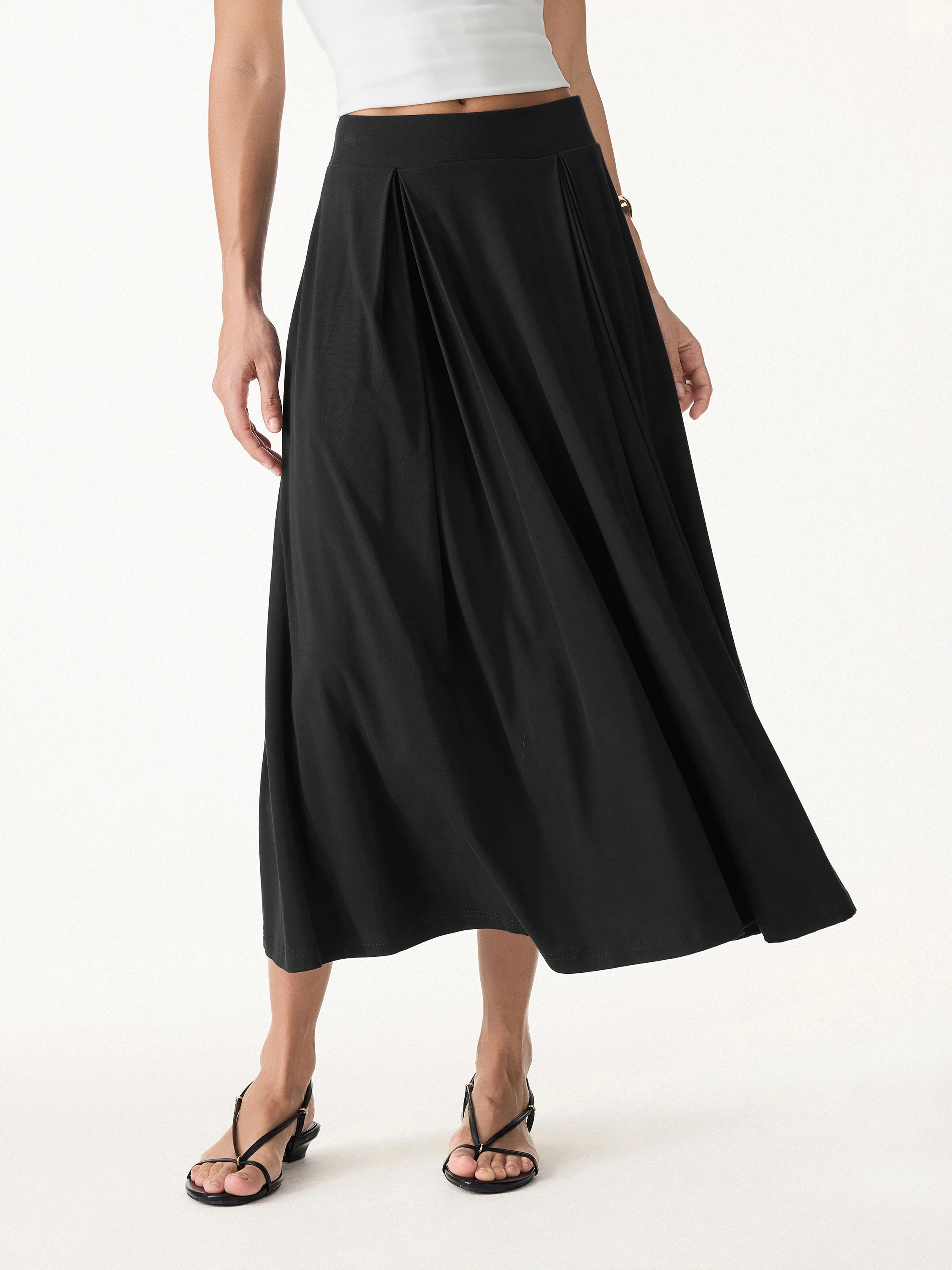 Breezy Drapey Midi Skirt