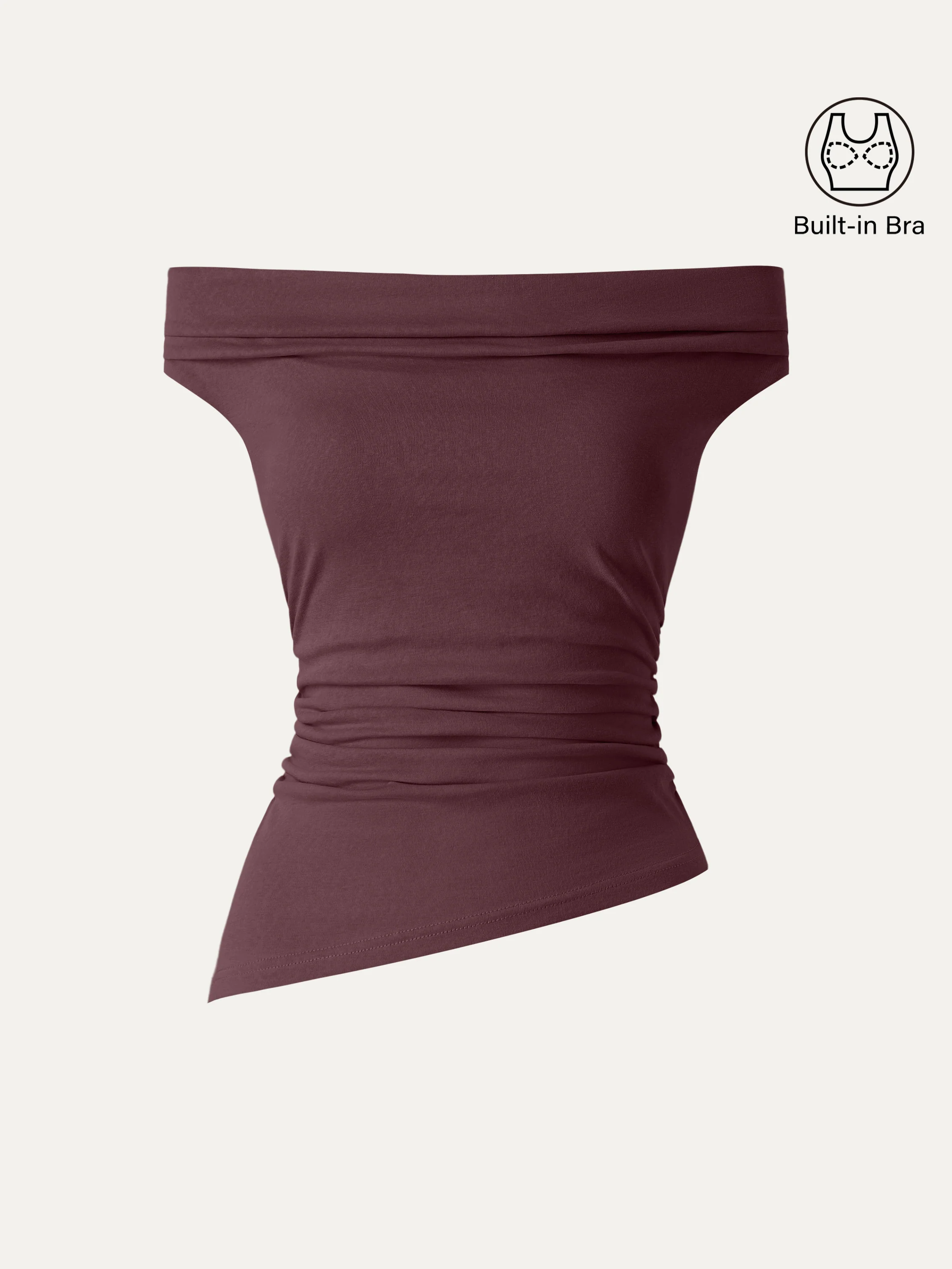 Off Shoulder Cotton-Linen Gathered New Airy Bra Tank - Image 12