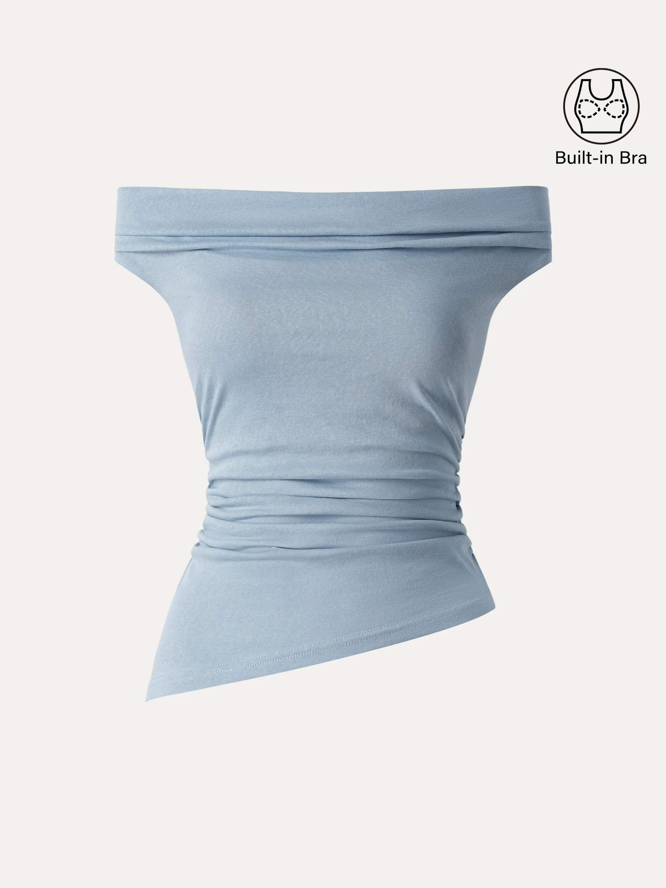 Off Shoulder Cotton-Linen Gathered New Airy Bra Tank - Image 3