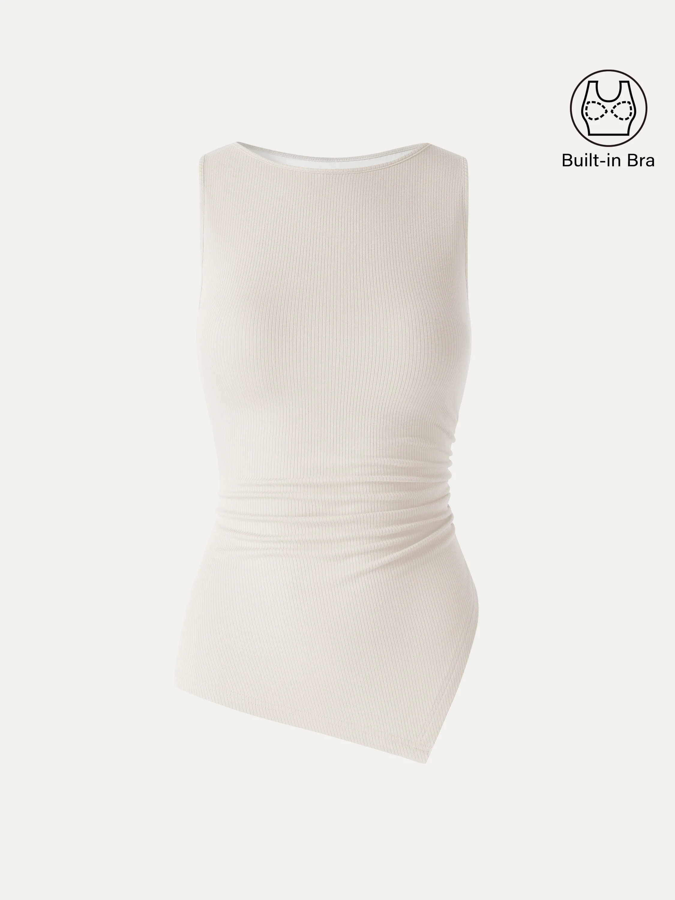 CoolTouch Boatneck Ruched Asymmetrical Bra Top - Image 10