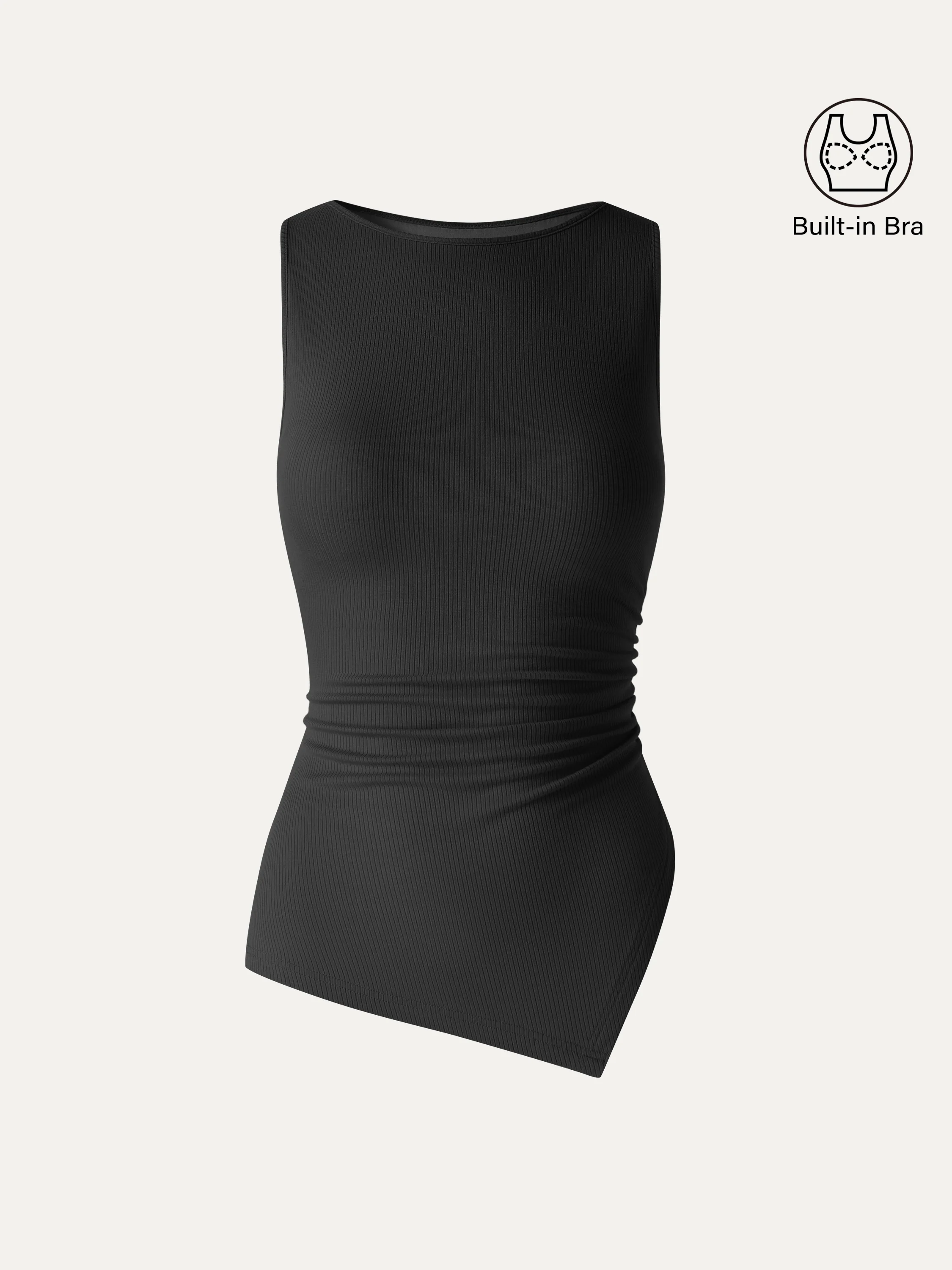 CoolTouch Boatneck Ruched Asymmetrical Bra Top - Image 11