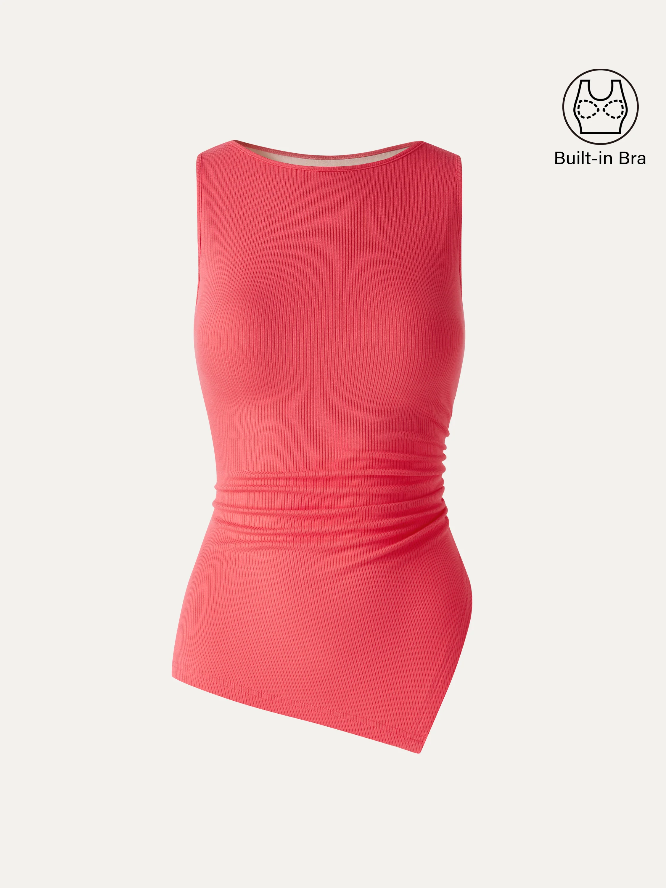 CoolTouch Boatneck Ruched Asymmetrical Bra Top - Image 9