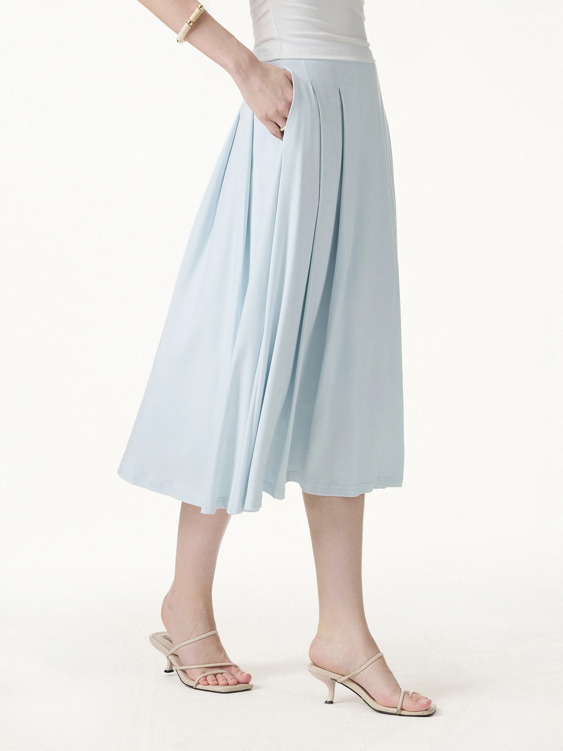 CoolTouch Circle Flare Midi Skirt with Pockets - Image 3