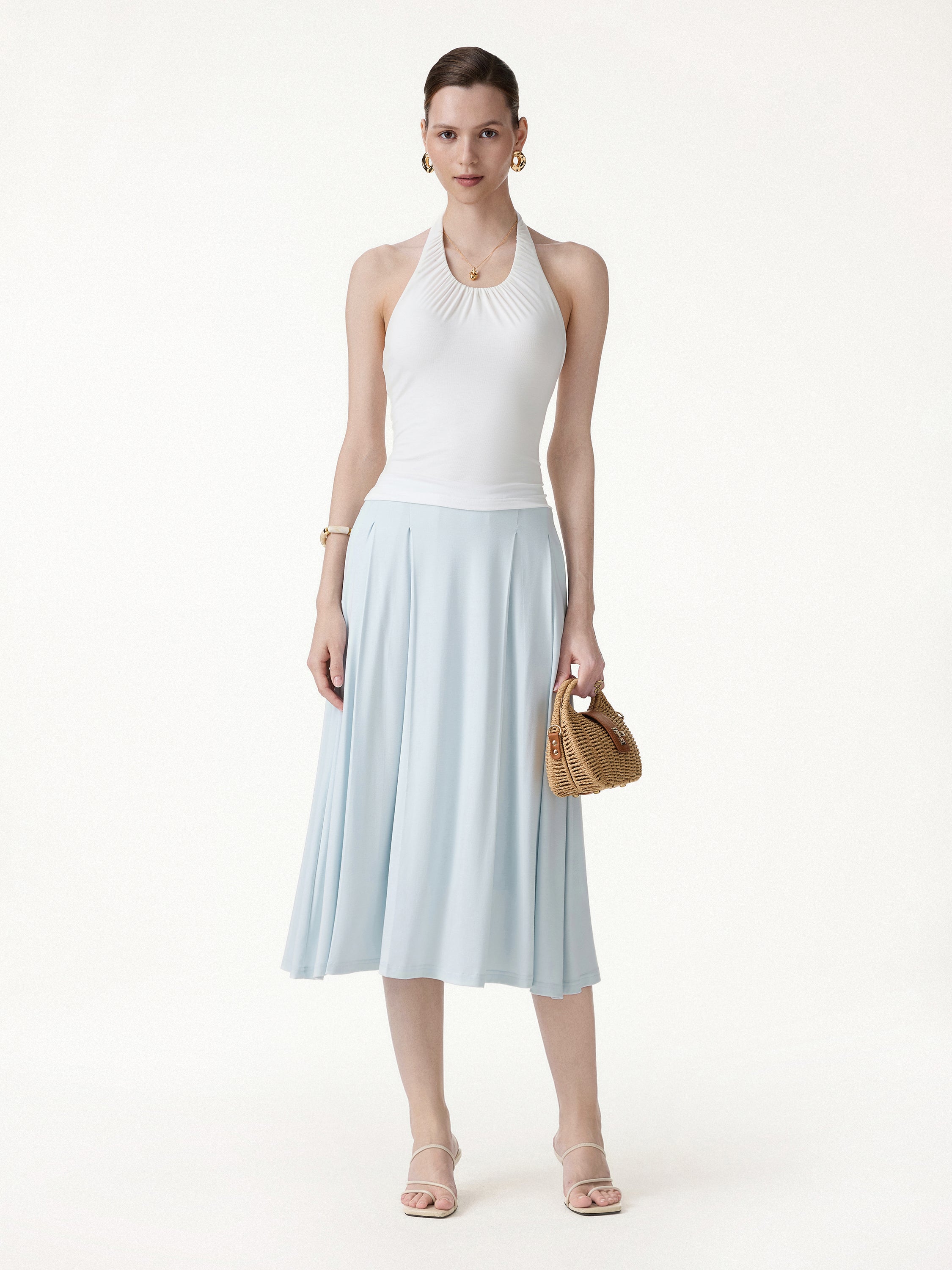 CoolTouch Circle Flare Midi Skirt with Pockets - Image 4