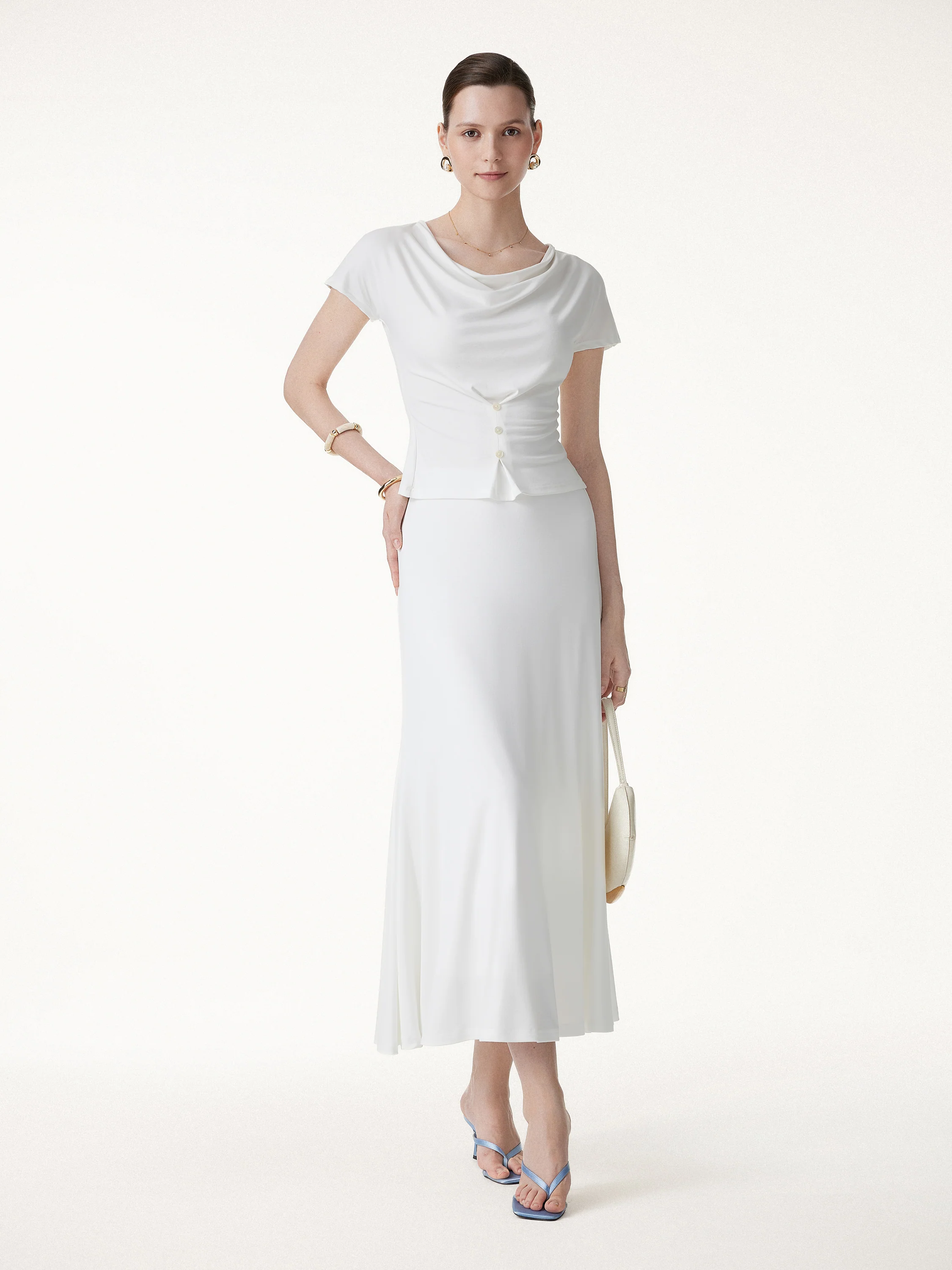 CoolTouch Cowl Neck Cap Sleeve Top - Image 4