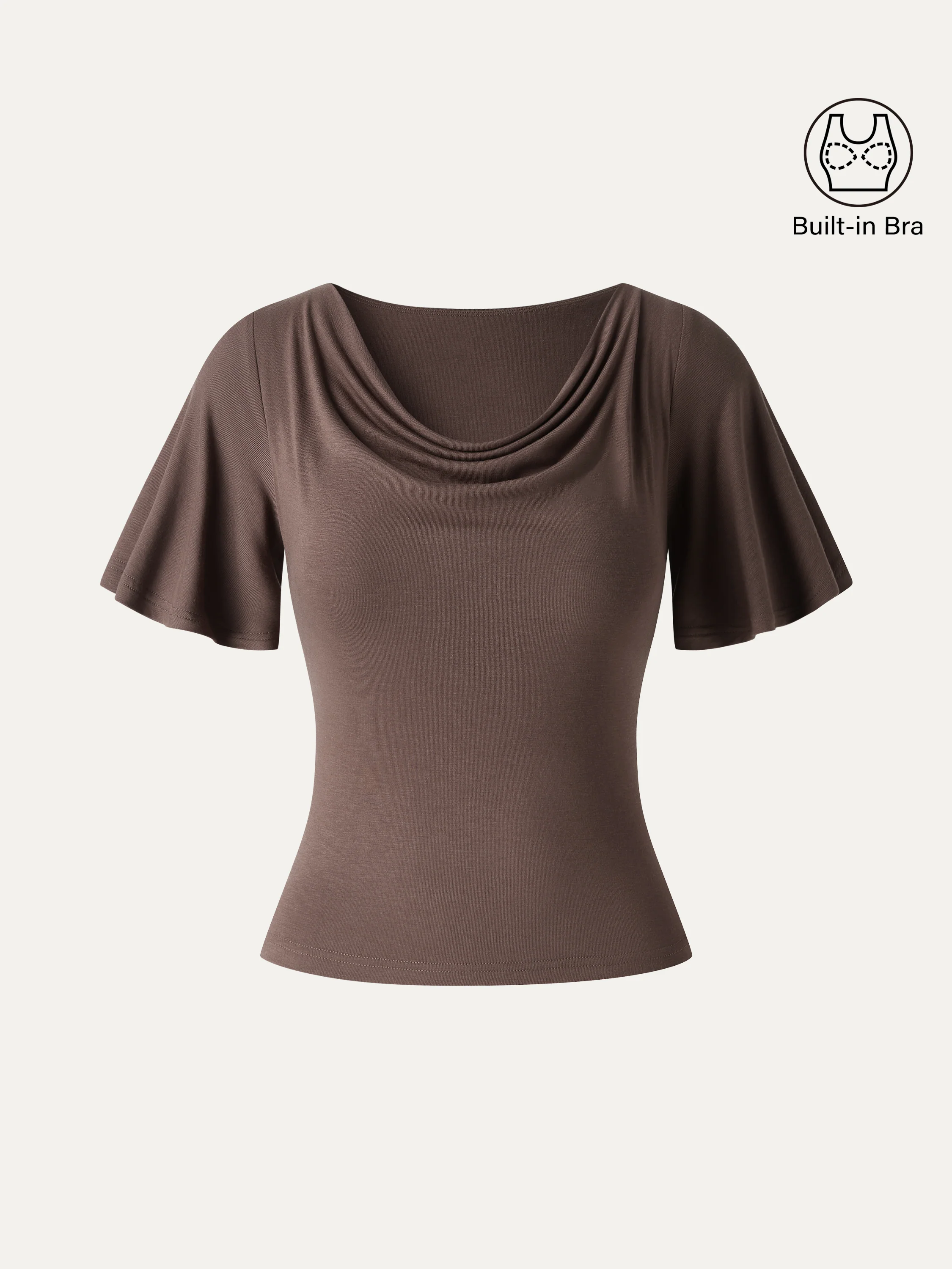 CoolTouch Cowl Neck Flutter Sleeve Bra Top - Image 10