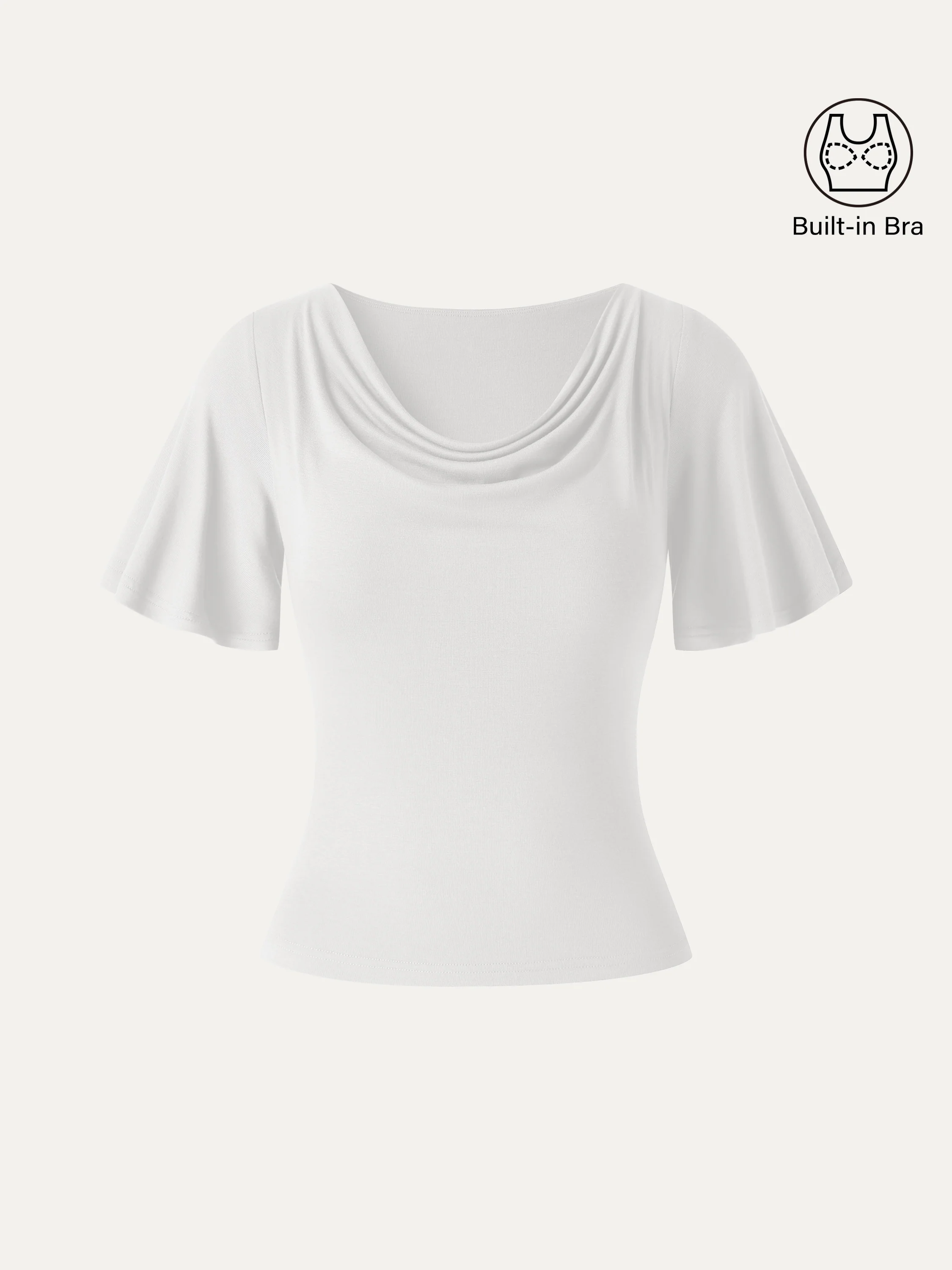 CoolTouch Cowl Neck Flutter Sleeve Bra Top - Image 11