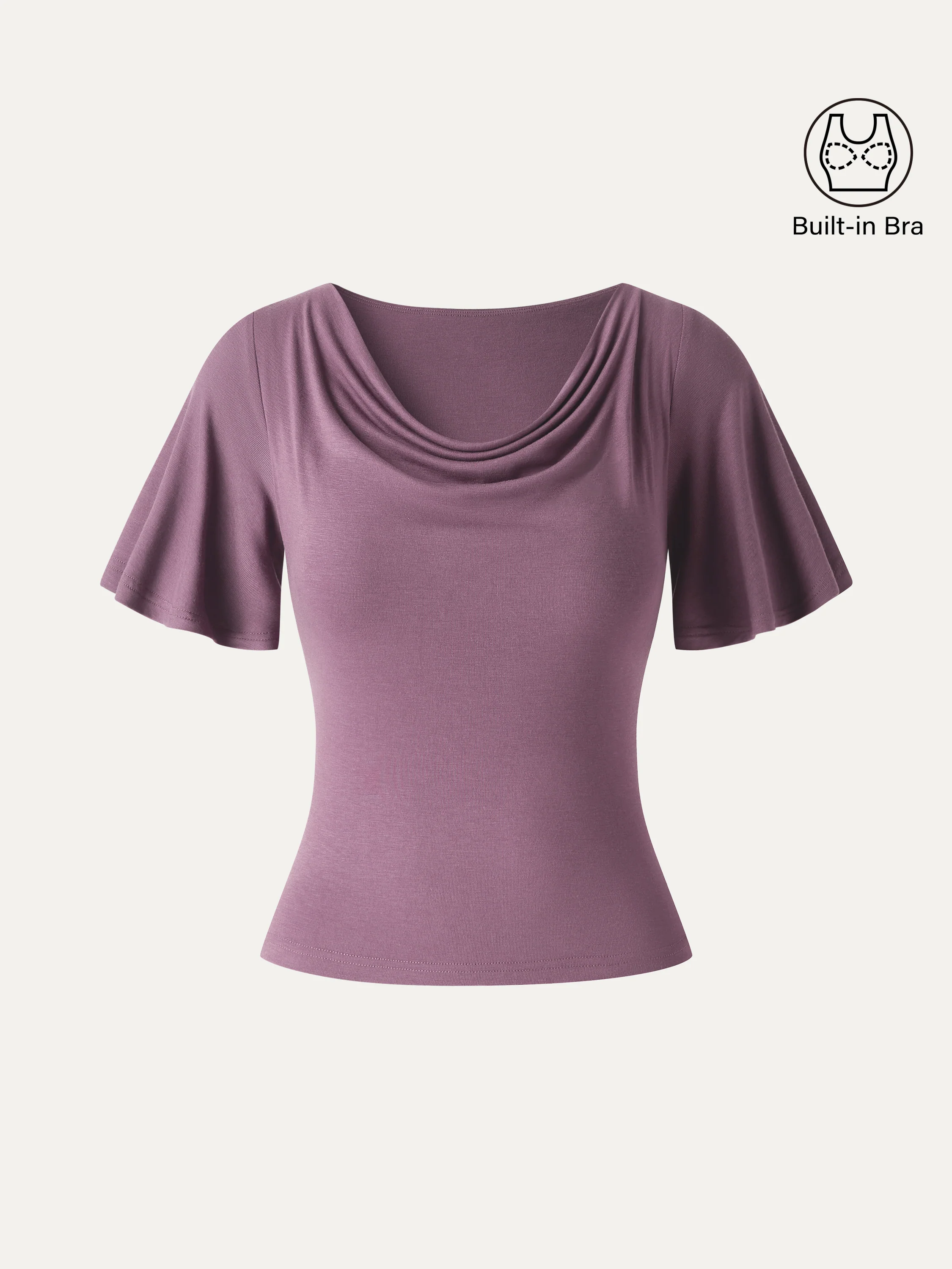 CoolTouch Cowl Neck Flutter Sleeve Bra Top - Image 12