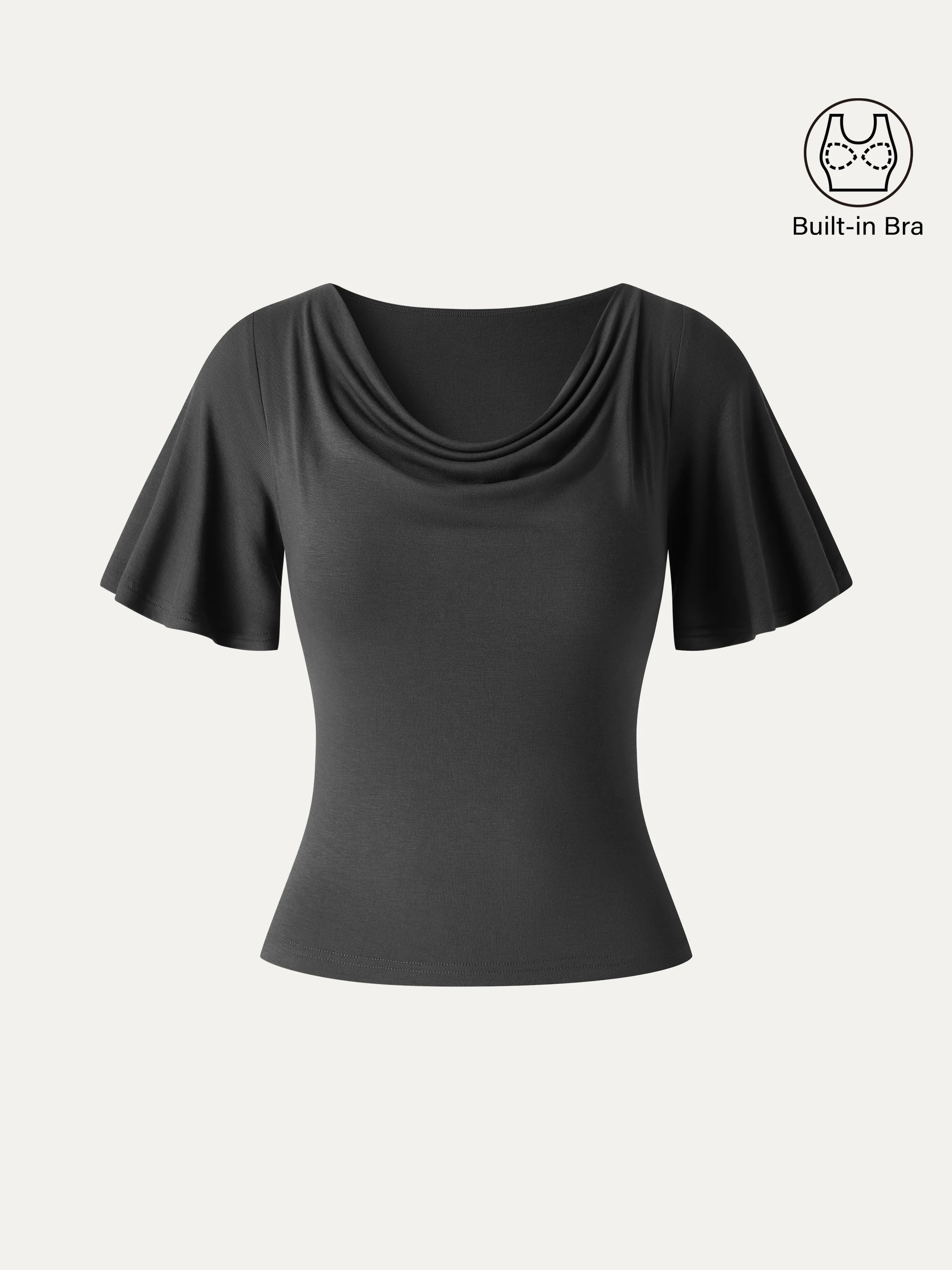 CoolTouch Cowl Neck Flutter Sleeve Bra Top - Image 13