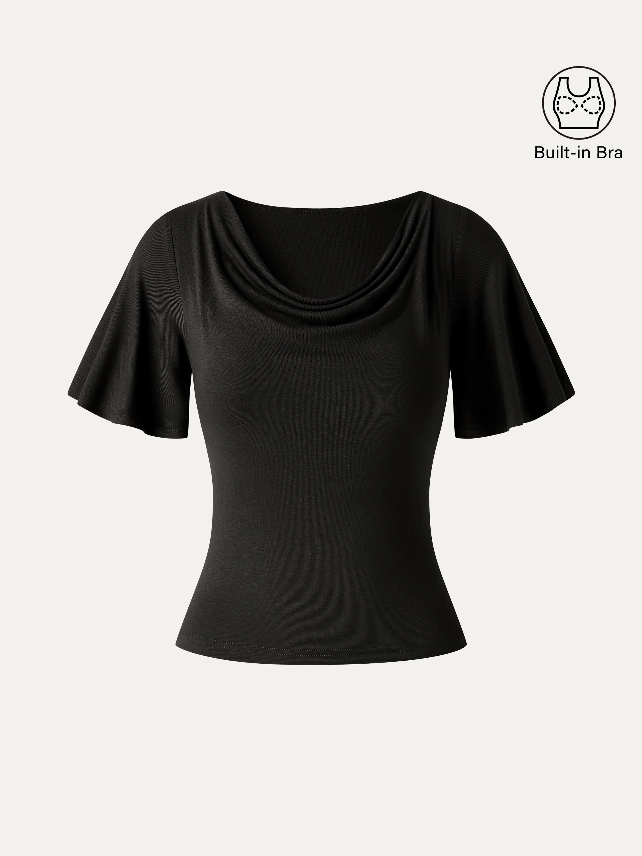 CoolTouch Cowl Neck Flutter Sleeve Bra Top - Image 14