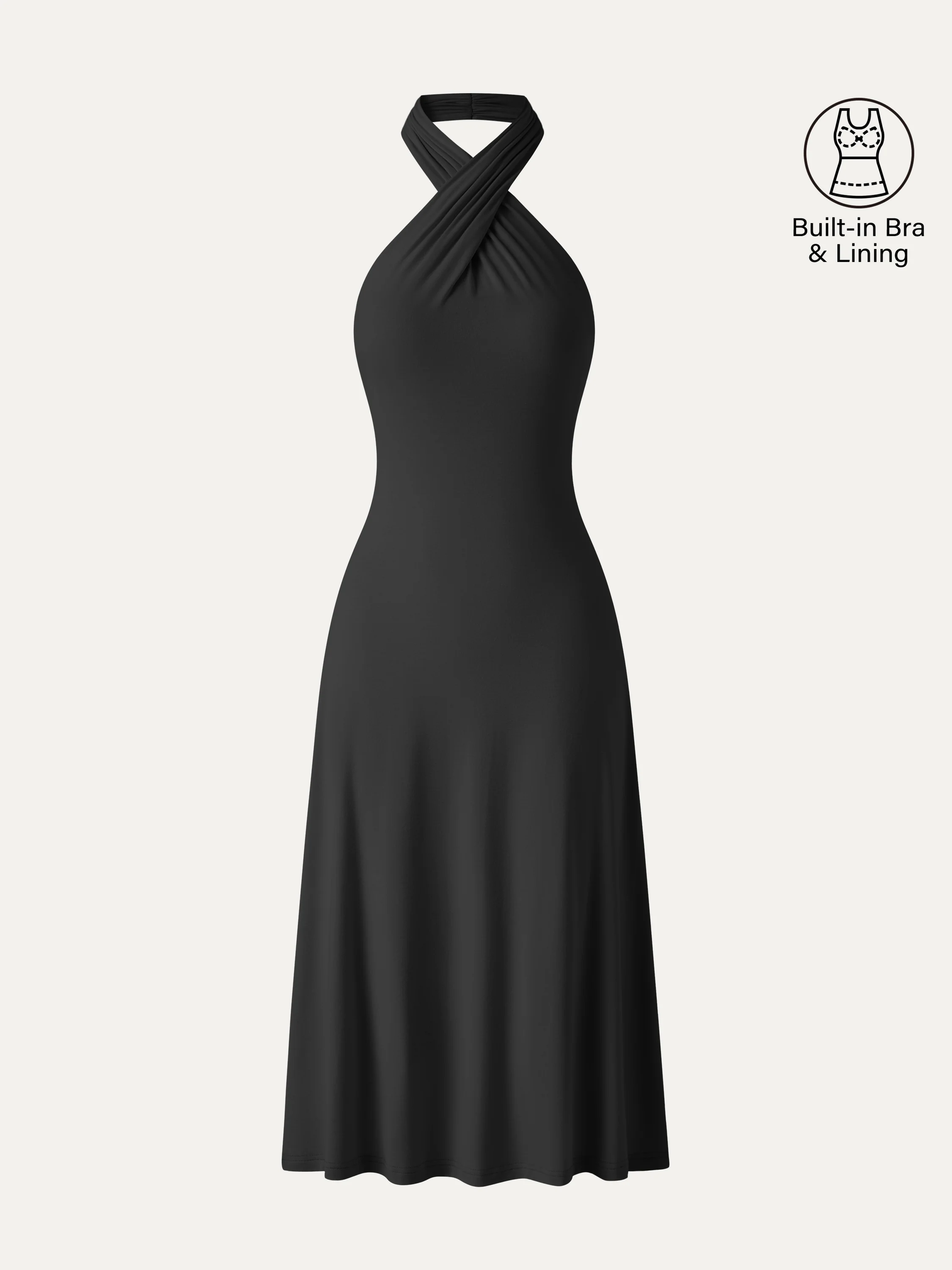 CoolTouch Criss-Cross Halter Open-Back Midi Bra Dress - Image 15
